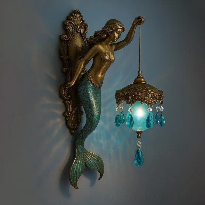 Bomclap  Lámpara De Pared De Sirena, Lámpara De Mesita De Noche Vintage, Pequeña Luz Nocturna Artística, Lámpara De Sirena De Resina, Luz Cálida , Leroy Merlin