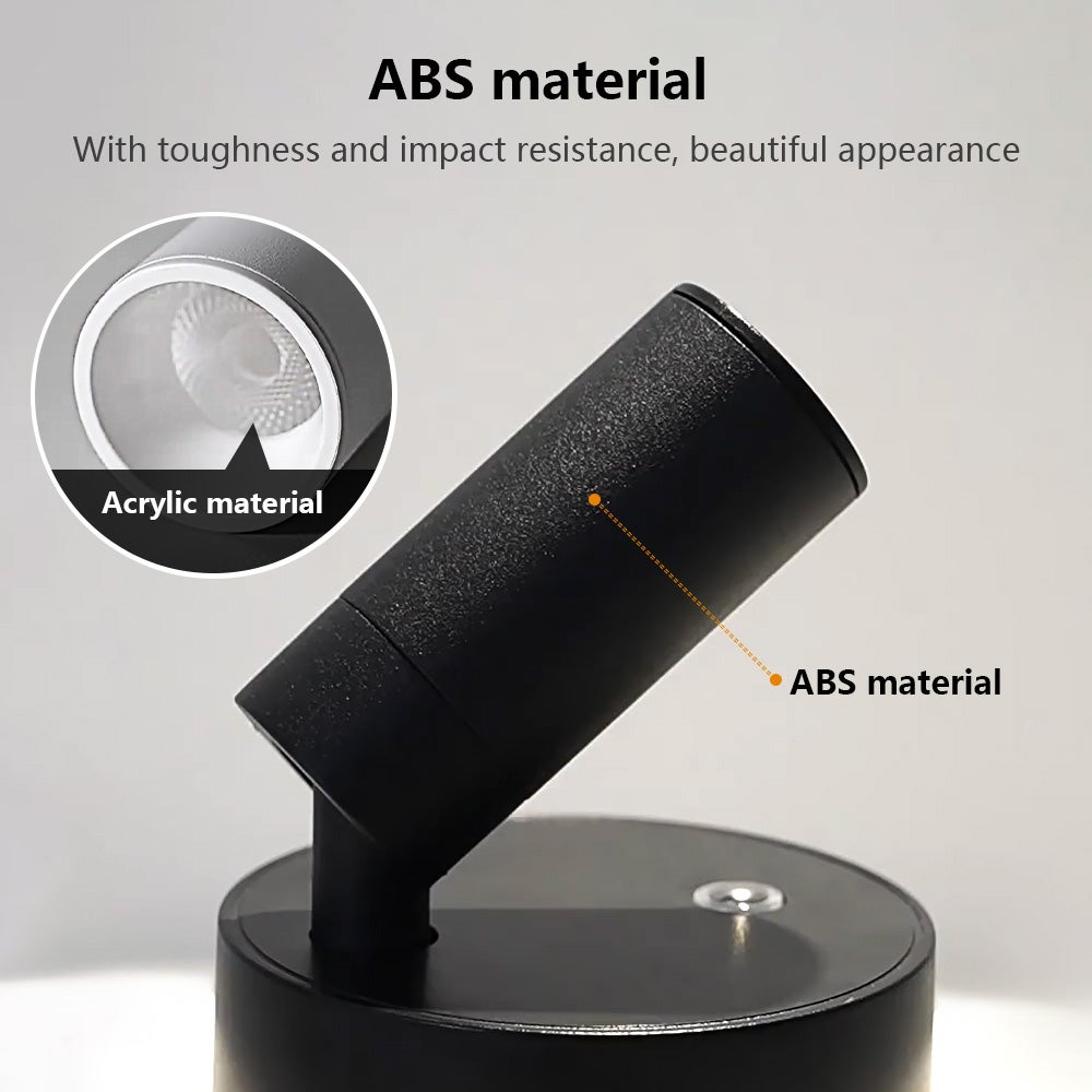 Lámpara de pared táctil regulable, foco magnético inalámbrico, rotación de 350°, recargable, ideal para cocina y dormitorio (negro) - 6