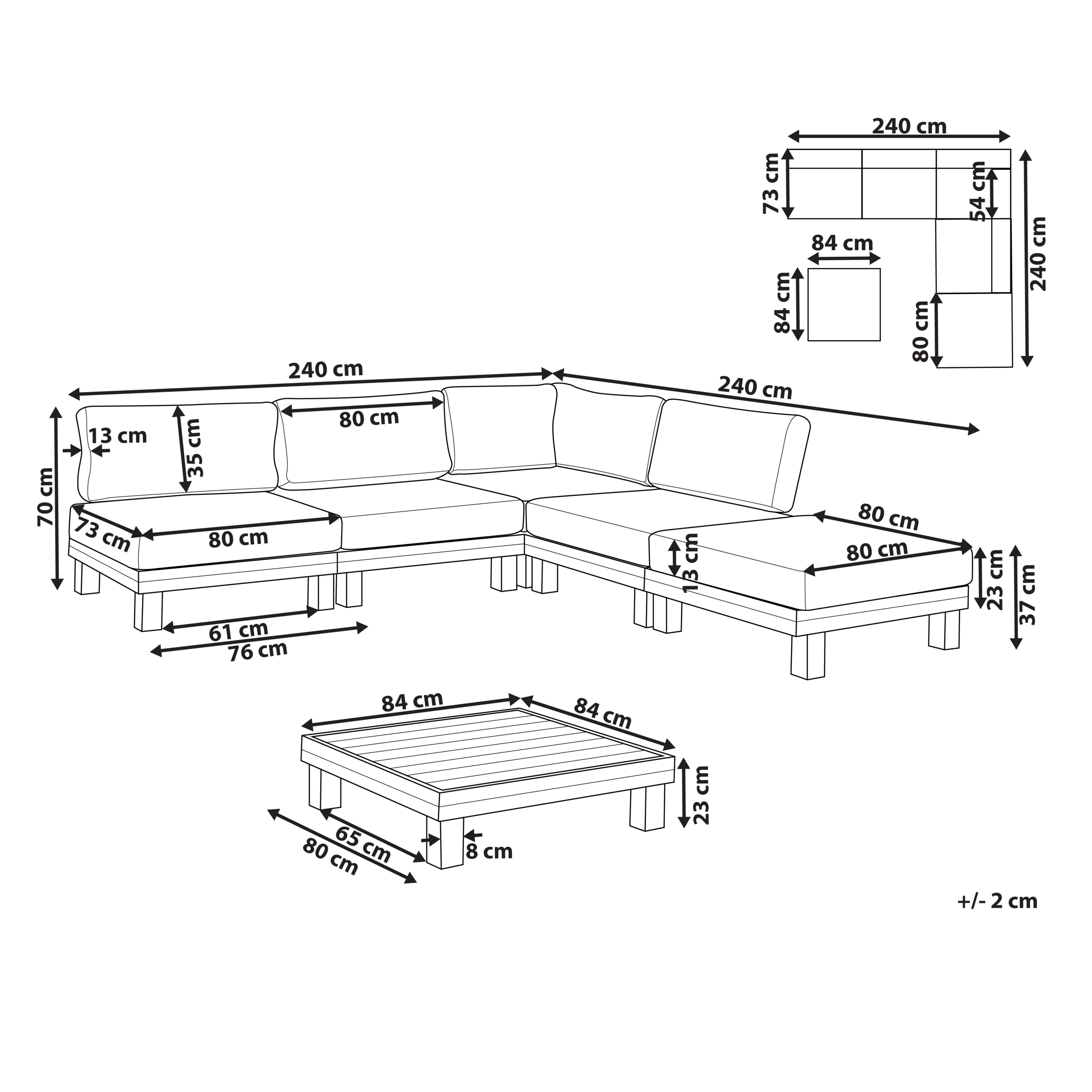 Beliani Conjunto esquinero de jardín 5 plazas SANZA Izquierda modular Metal Blanco - 3