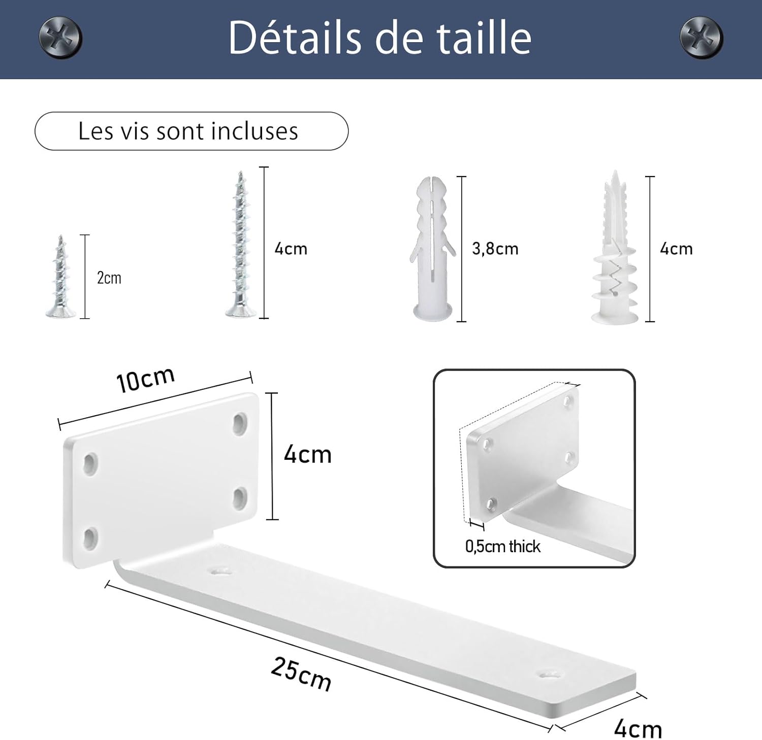 DuraSec Aline Clip Circle - Barres De Support Pour Étagères 5-25 Mm, Blanc