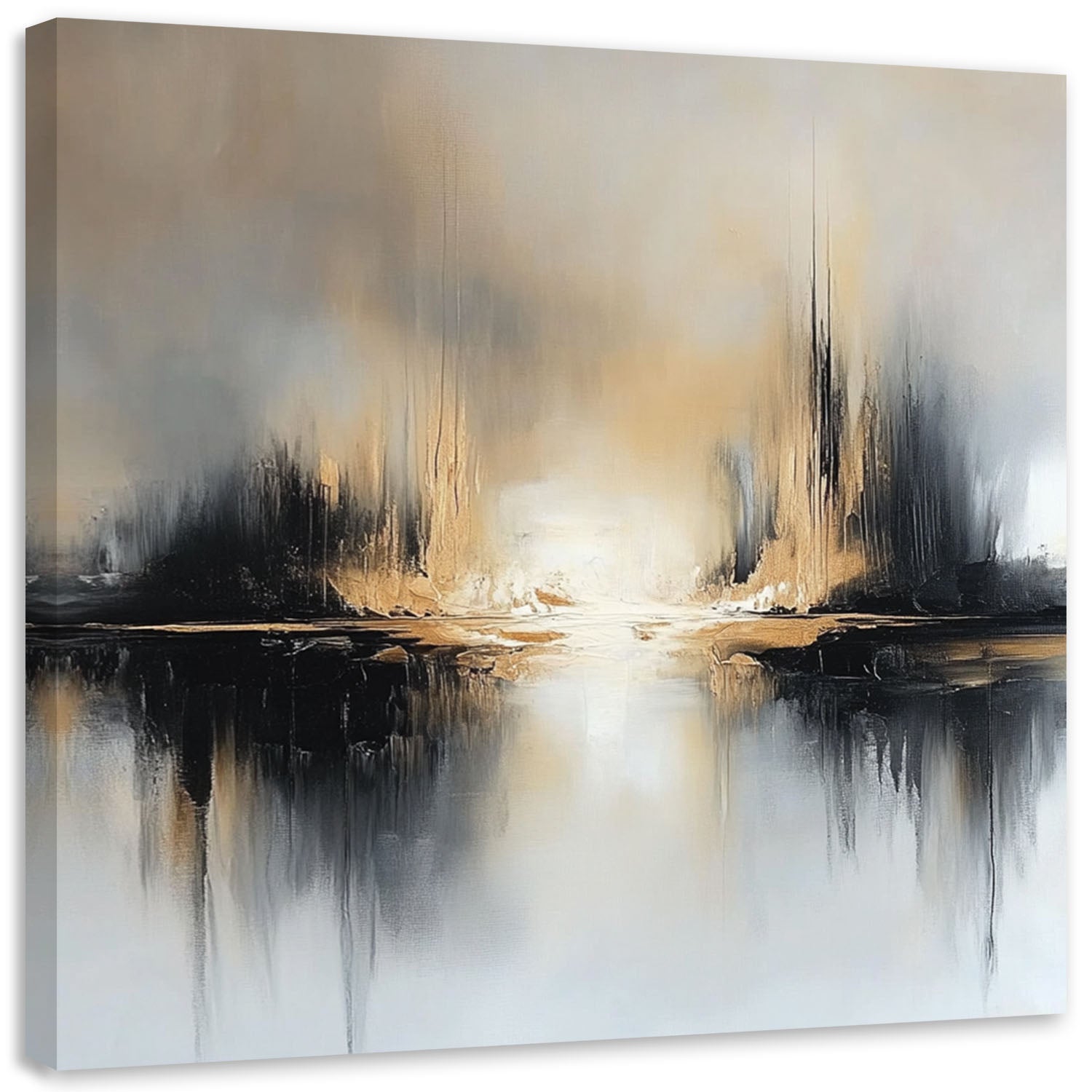 Obraz na płótnie, Abstrakcja Beżowo Szara 40x40