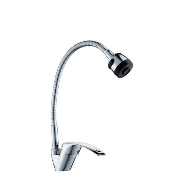 Obrotowa bateria zlewozmywakowa 360° do zlewozmywaków wiszących i umywalek | Chromowana bateria ze stali nierdzewnej z regulowanym prysznicem ręcznym