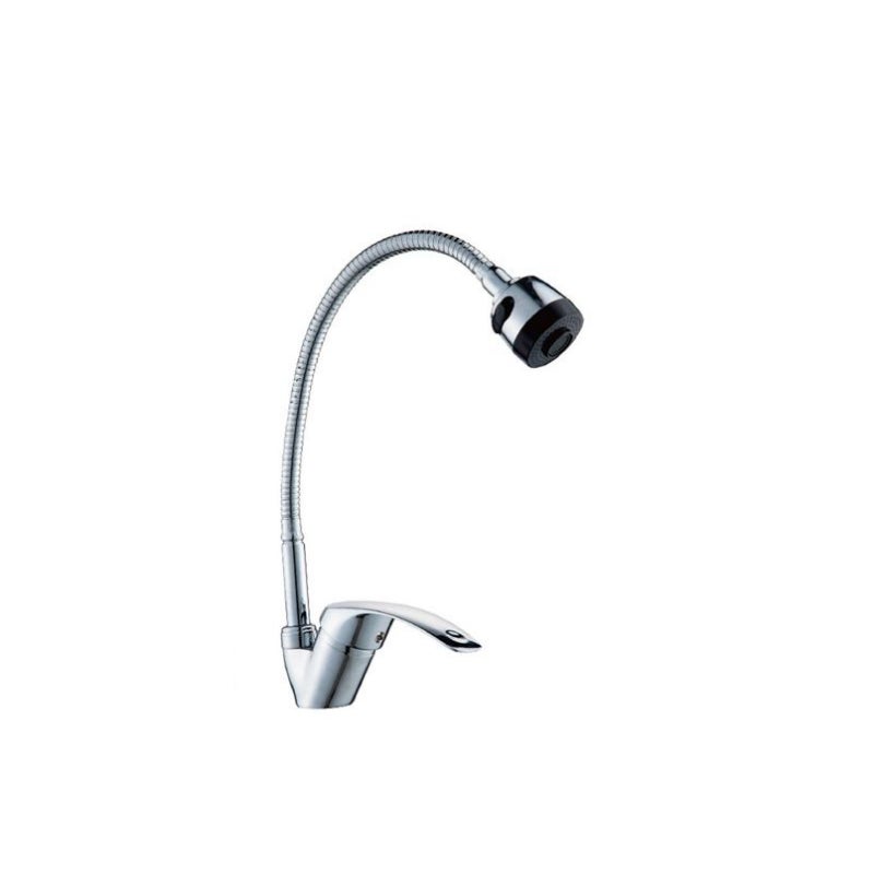 Obrotowa bateria zlewozmywakowa 360° do zlewozmywaków wiszących i umywalek | Chromowana bateria ze stali nierdzewnej z regulowanym prysznicem ręcznym