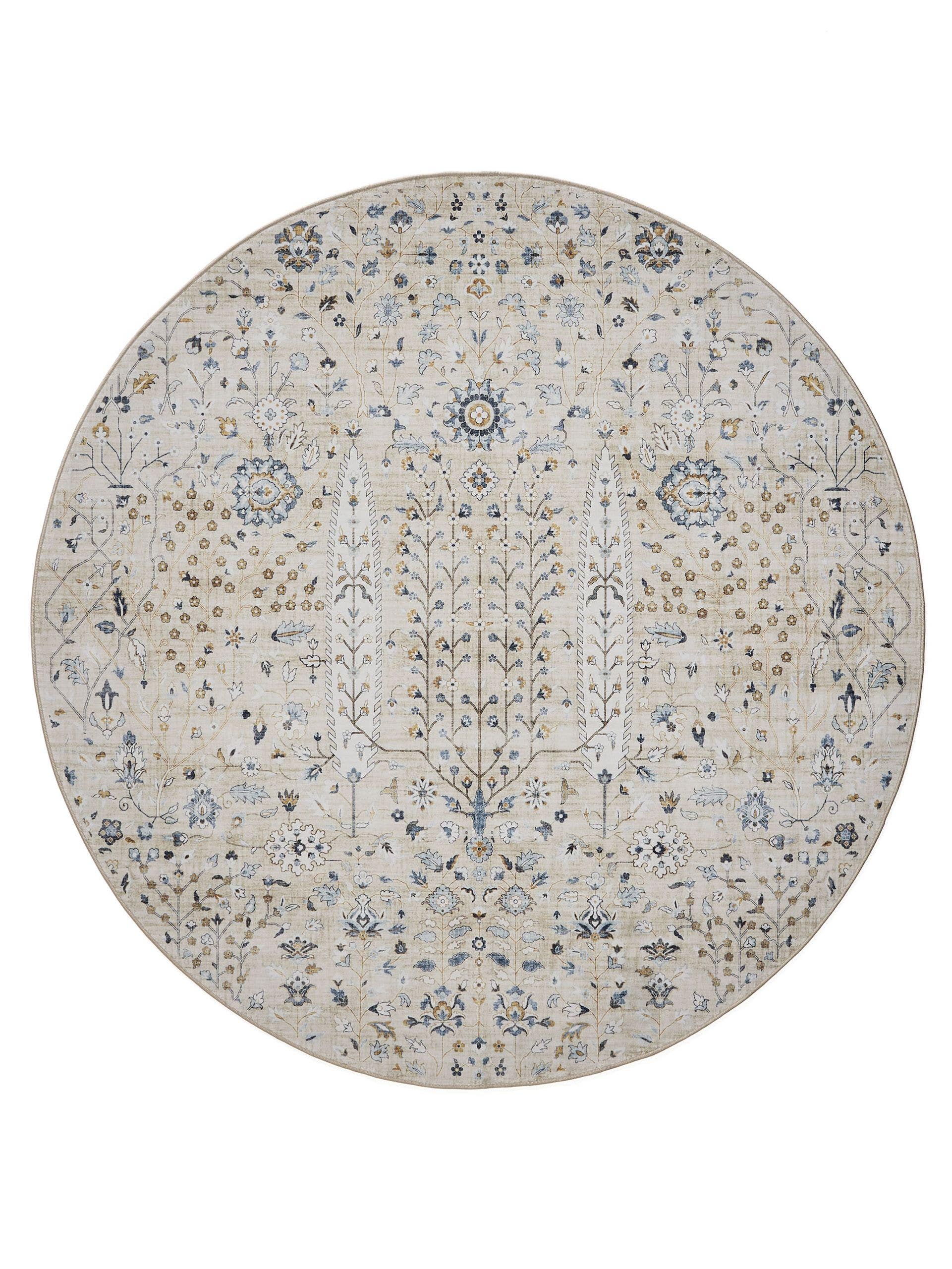 Ontdek Binnen en buiten vloerkleed rond Agra Beige/Veelkleurig in Ontdek Binnen en buiten vloerkleed rond Agra Beige/Veelkleurig in