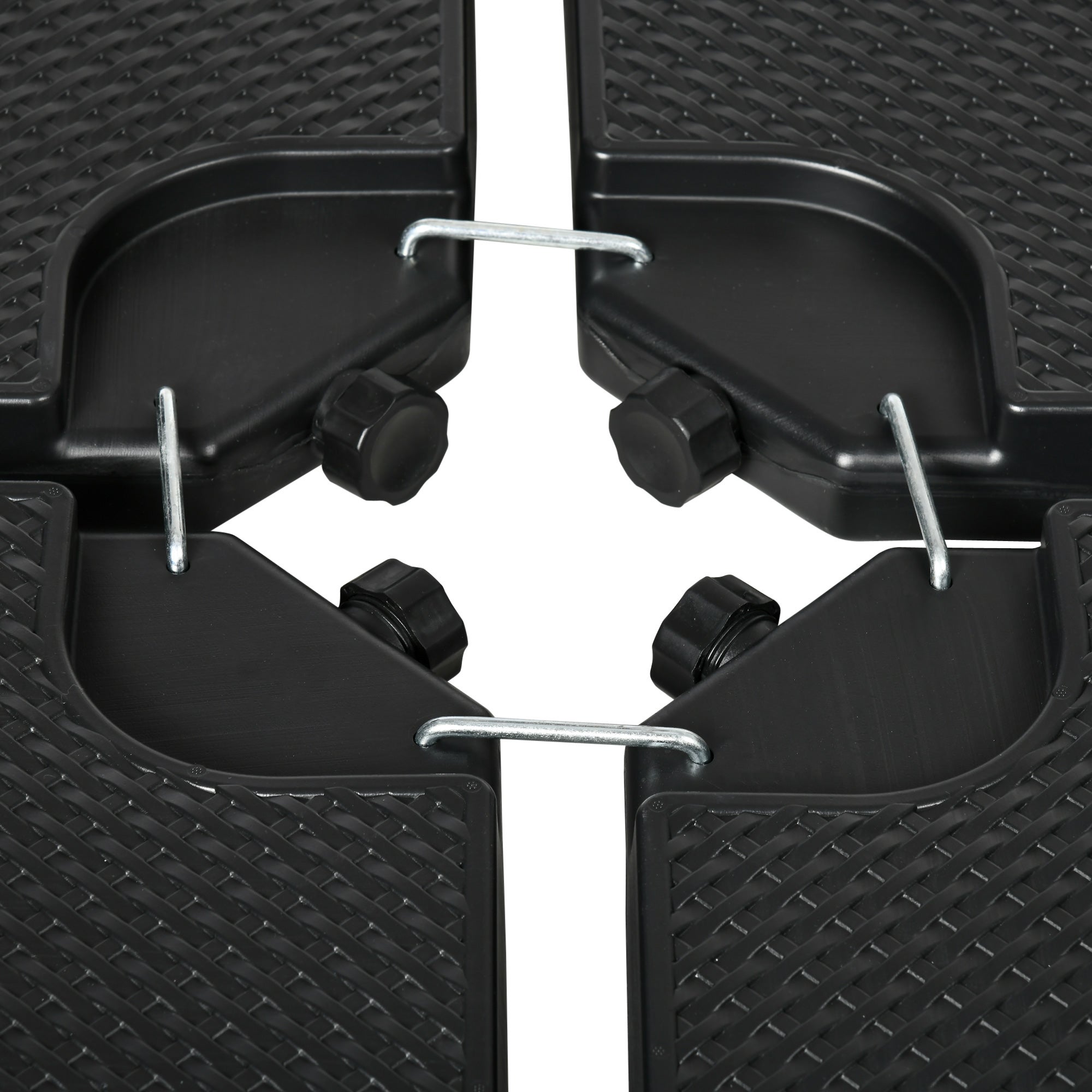 Poids de parasol 4 pièces, pour parasol déporté, remplissables de 80 kg de sable ou 60 kg d’eau, avec poignées, matériau HDPE, couleur noire - 4