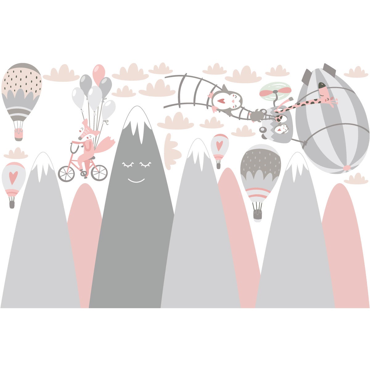 Adesivo bambino di montagna scandinavo animali divertenti - Sticker adesivo - adesivi murali - 90x135cm - 4