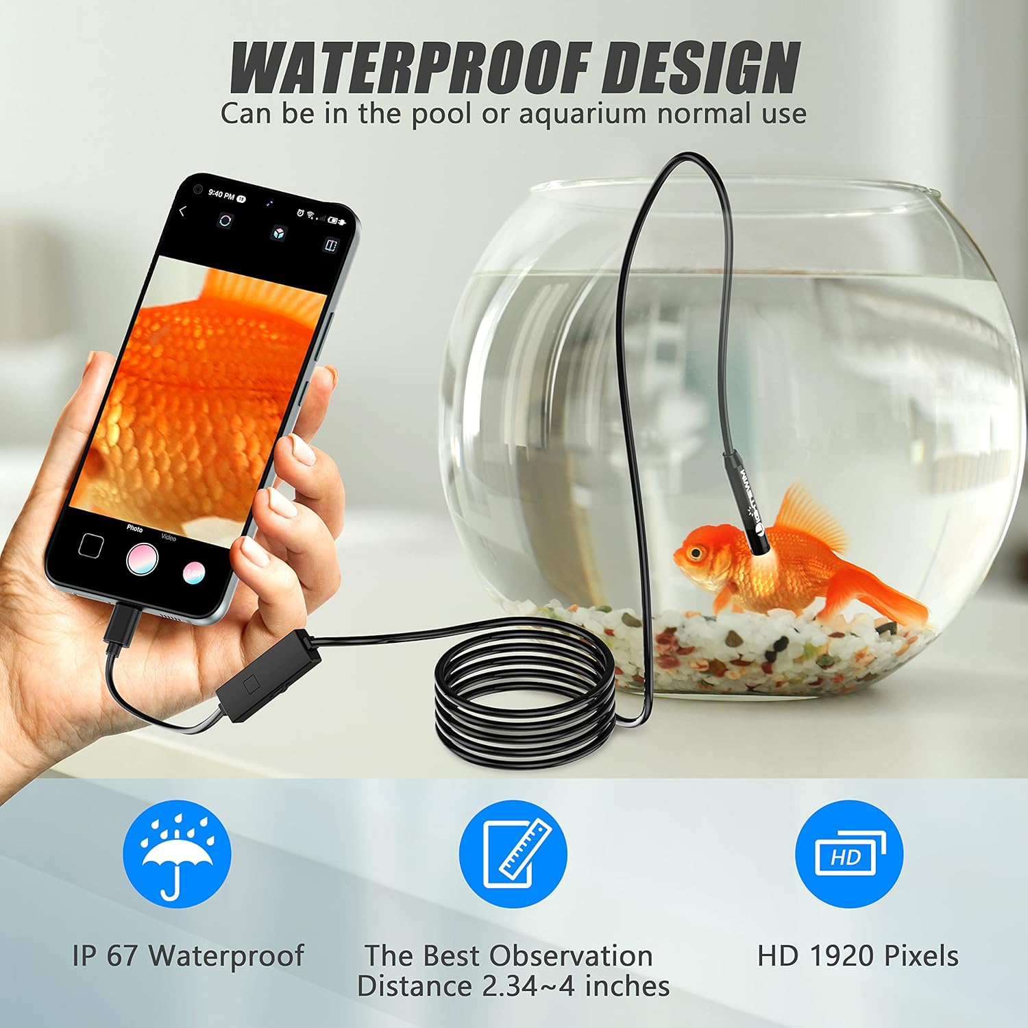 DDENDOCAM Endoscope WiFi Double Objectif 1080P HD – Caméra D'Inspection Étanche 5M Avec 6 LED Réglables, Double Caméra Pour Smartphone Android/iOS, Idéal Plomberie, Mécanique & Voiture
