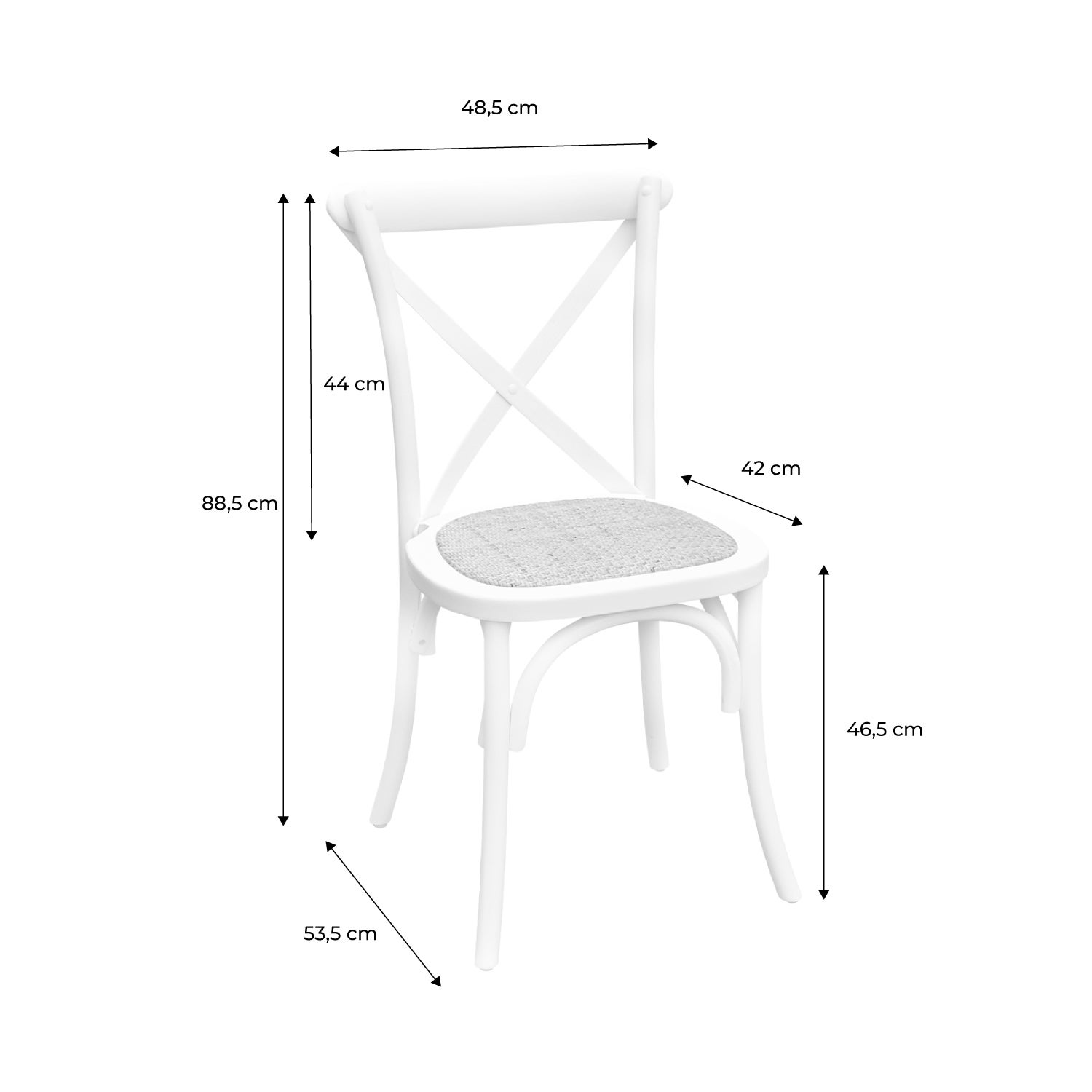 Lot de 4 chaises de bistrot en bois de cédrèle naturel. vintage. assise en rotin. empilables BELLEVILLE - 8