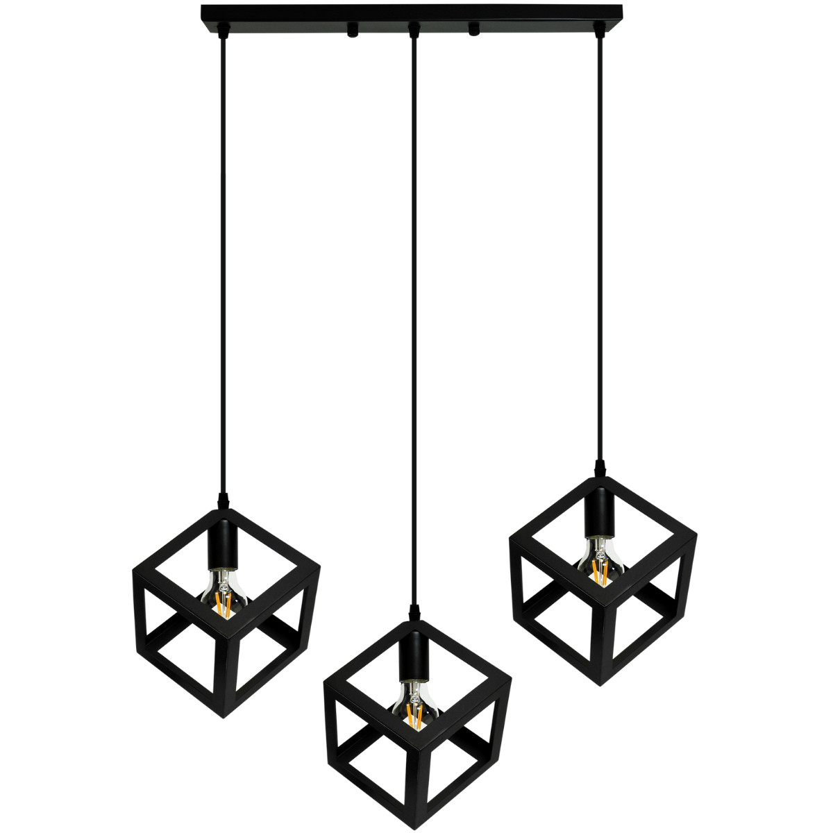 Lampa wisząca Sweden czarna 3xE27x20W wym: 180 x 16 x 70 cm metal Polux