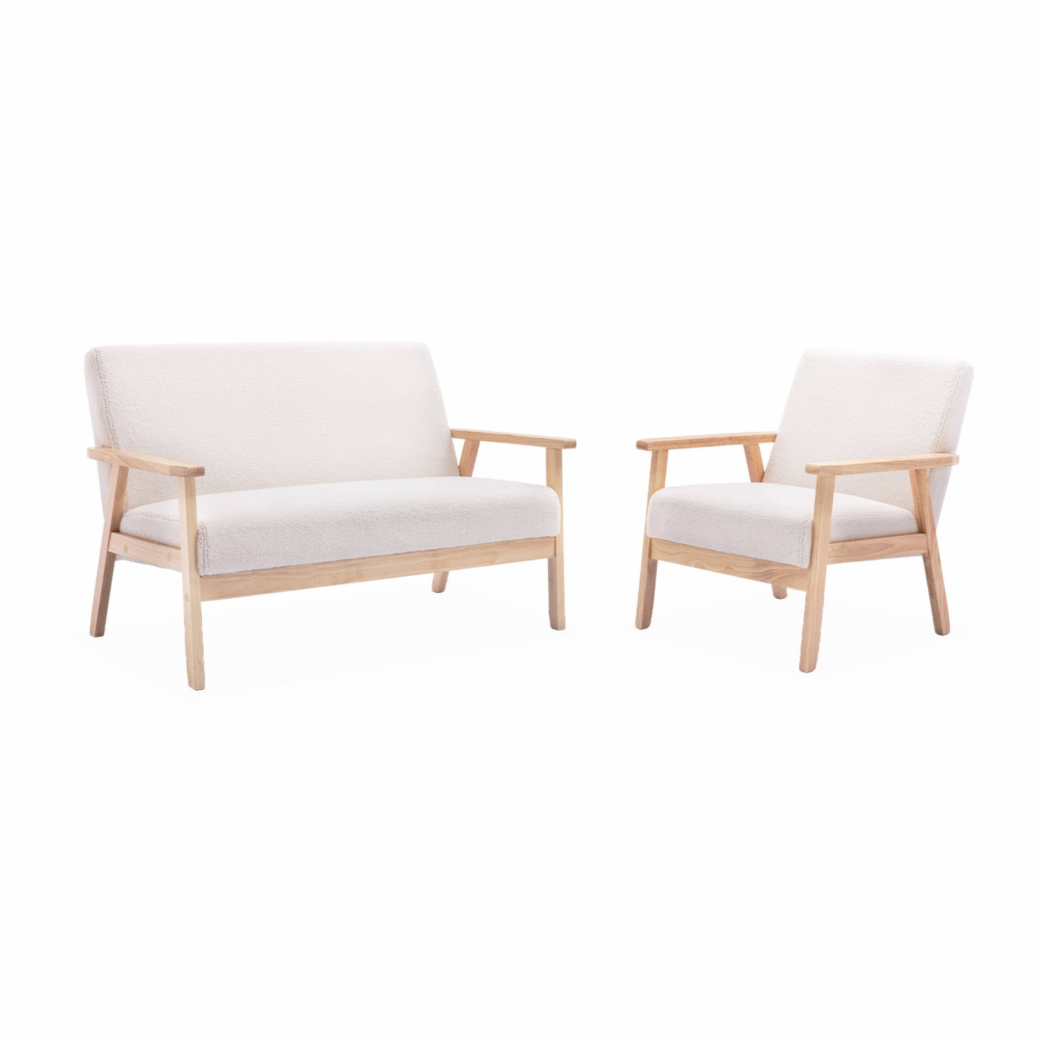 Fauteuil scandinave en bois et tissu bouclette. Isak. L 64 x P 69.5 x H 73cm ISAK BOUCLETTE - 6
