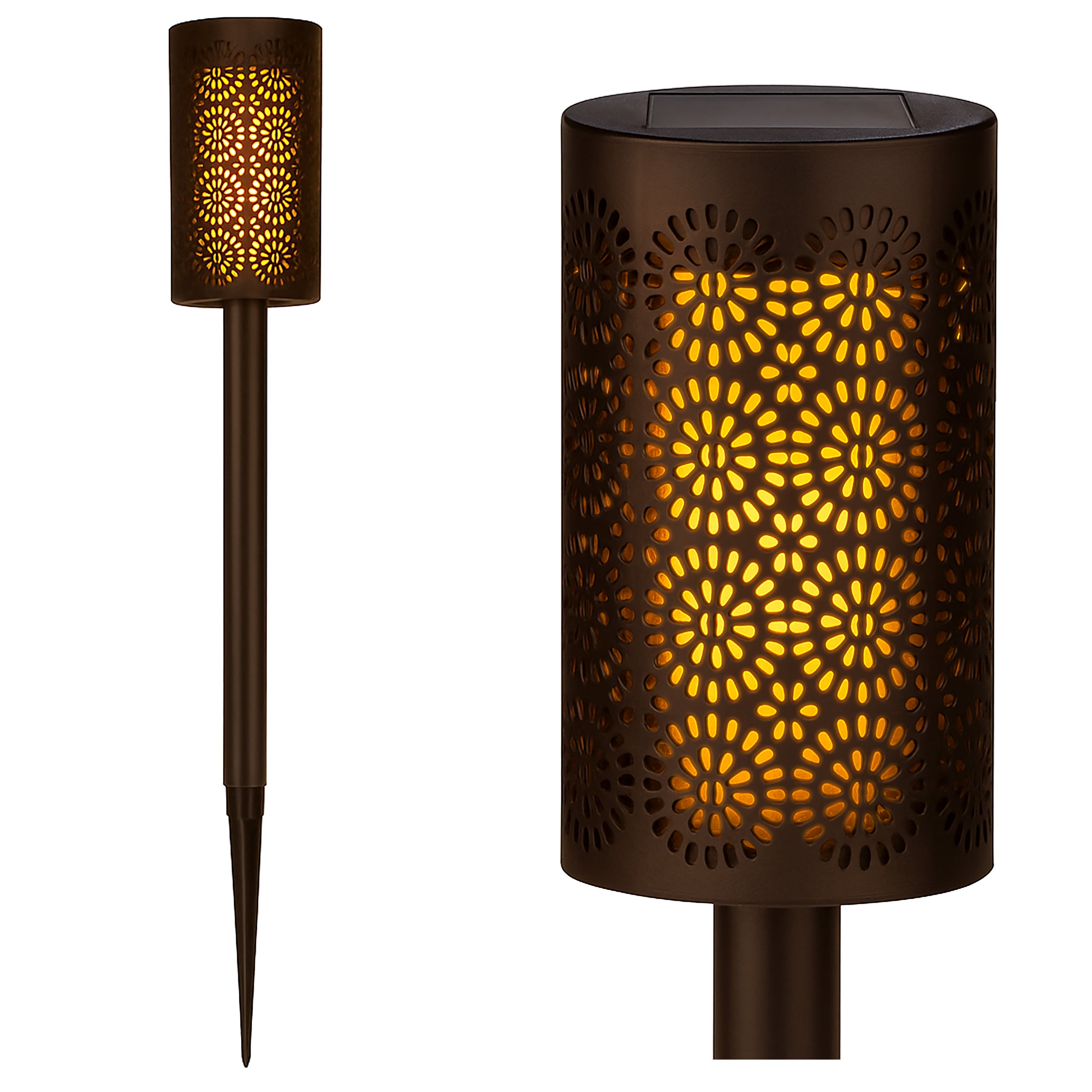 Lampa solarna LED ogrodowa wbijana pochodnia 1.2W 39cm IP44 efekt płomienia czarna MasterLED