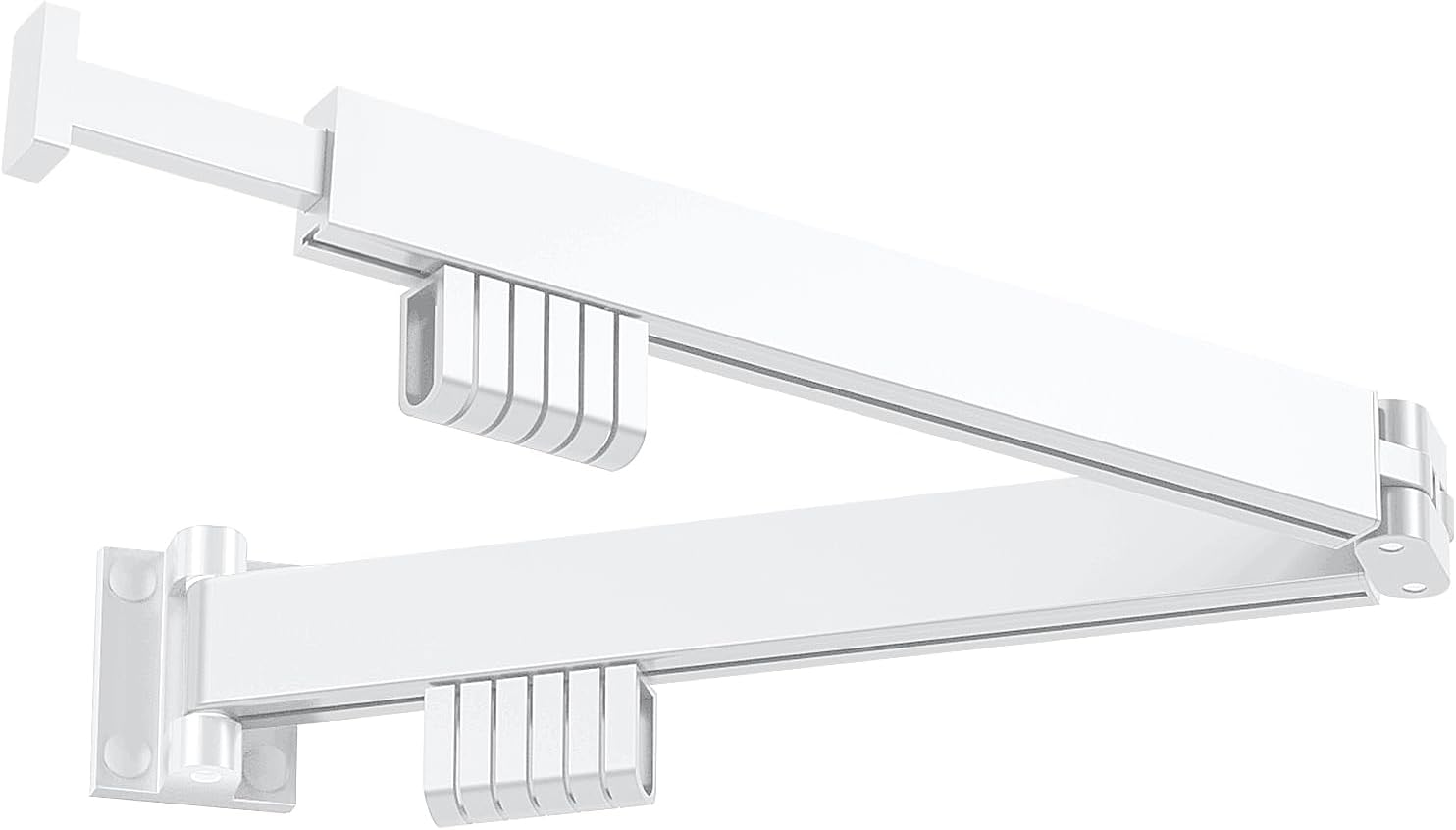 Rozwijany wieszak na ubrania montowany na ścianie, obracający się o 360° (biały, dwuwarstwowy)