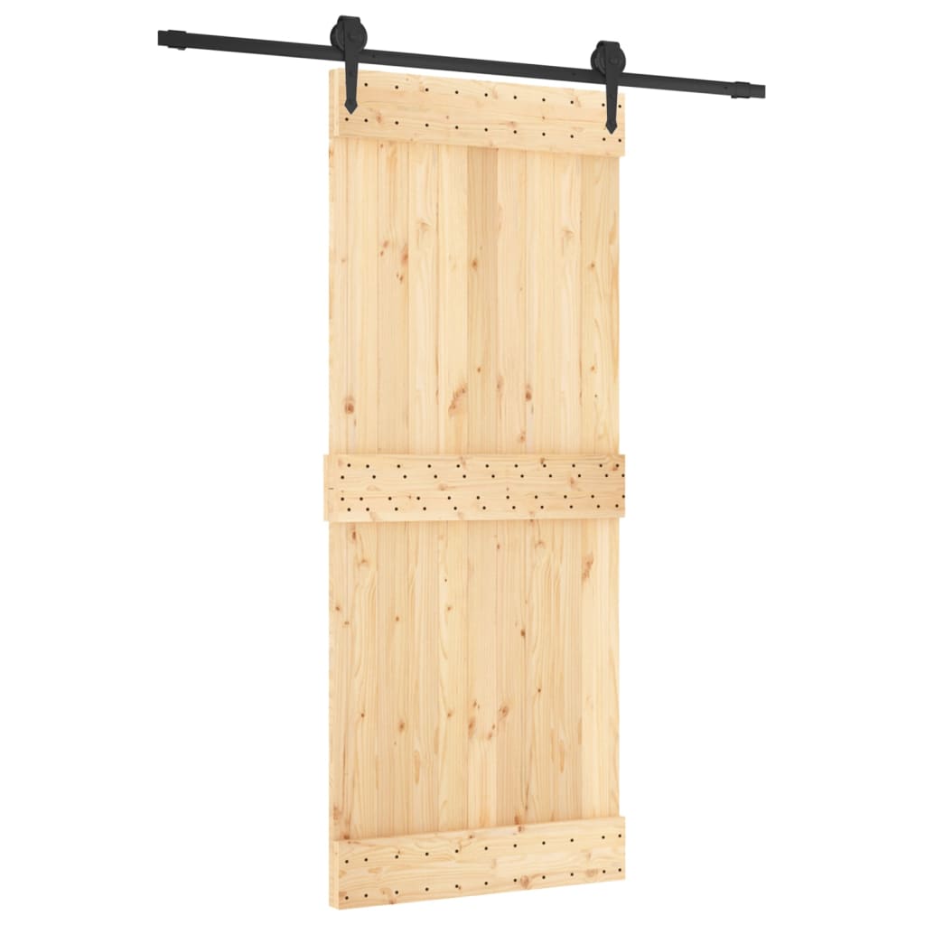Puerta corredera con herrajes madera maciza de pino 85x210 cm vidaXL - 2