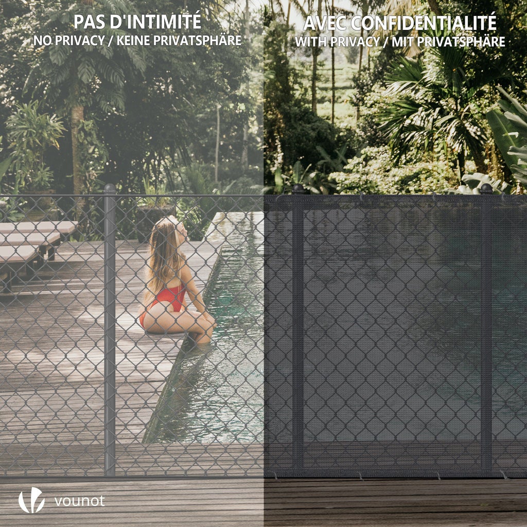 Brise vue occultant en HDPE 90g/m² 1x10m avec attaches de fixation anthracite VOUNOT® - 6