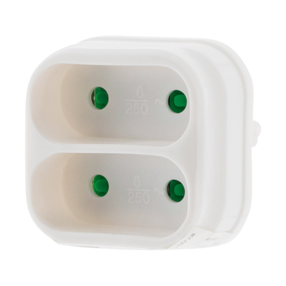 Multiprise biplite de façade 6A - Blanc - Zenitech - 4