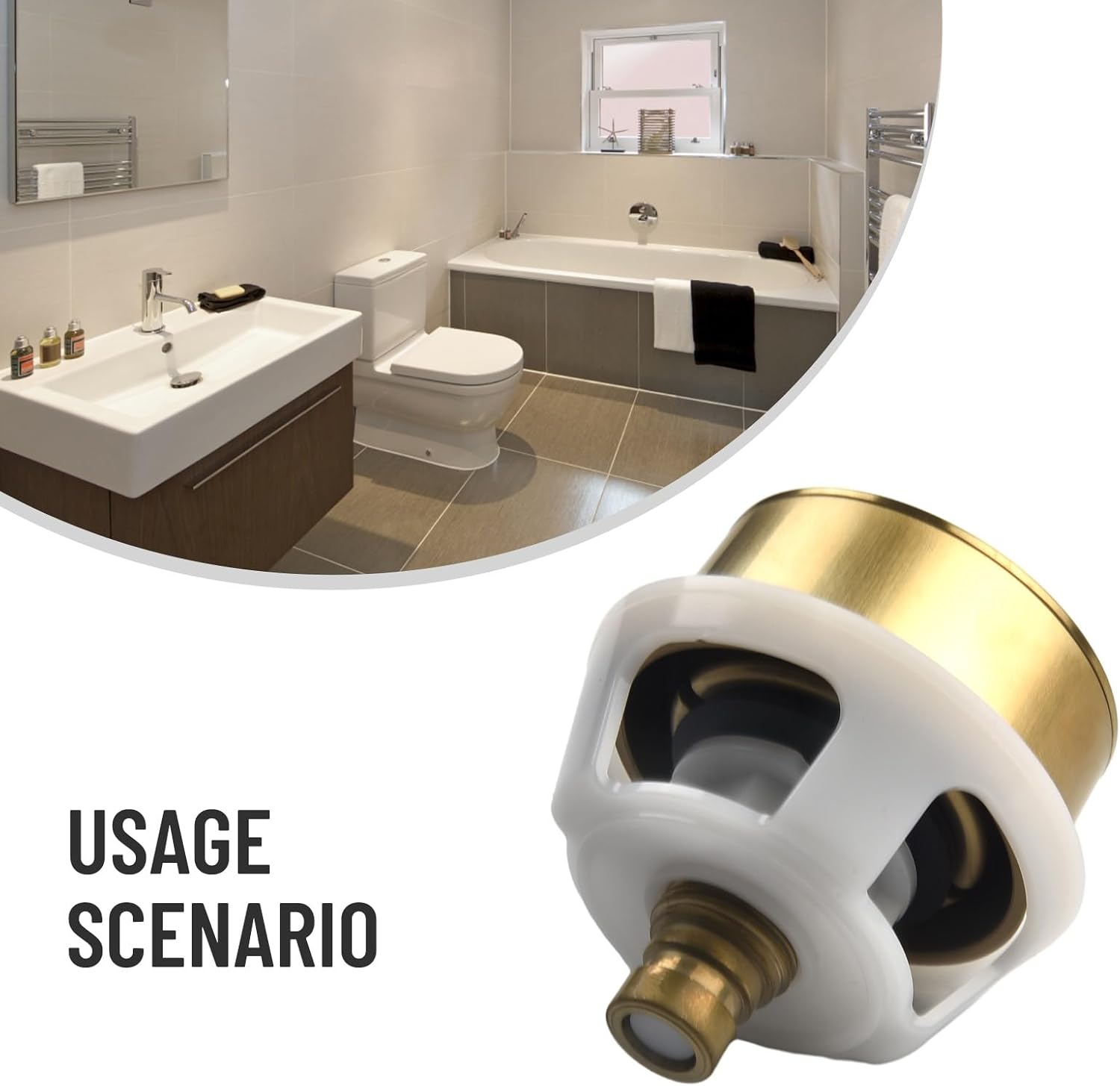 Bouton Doré Poussoir Chasse d'Eau – Rechange WC, Finition Or Brossé pour Réservoir à Câble Caché - 5