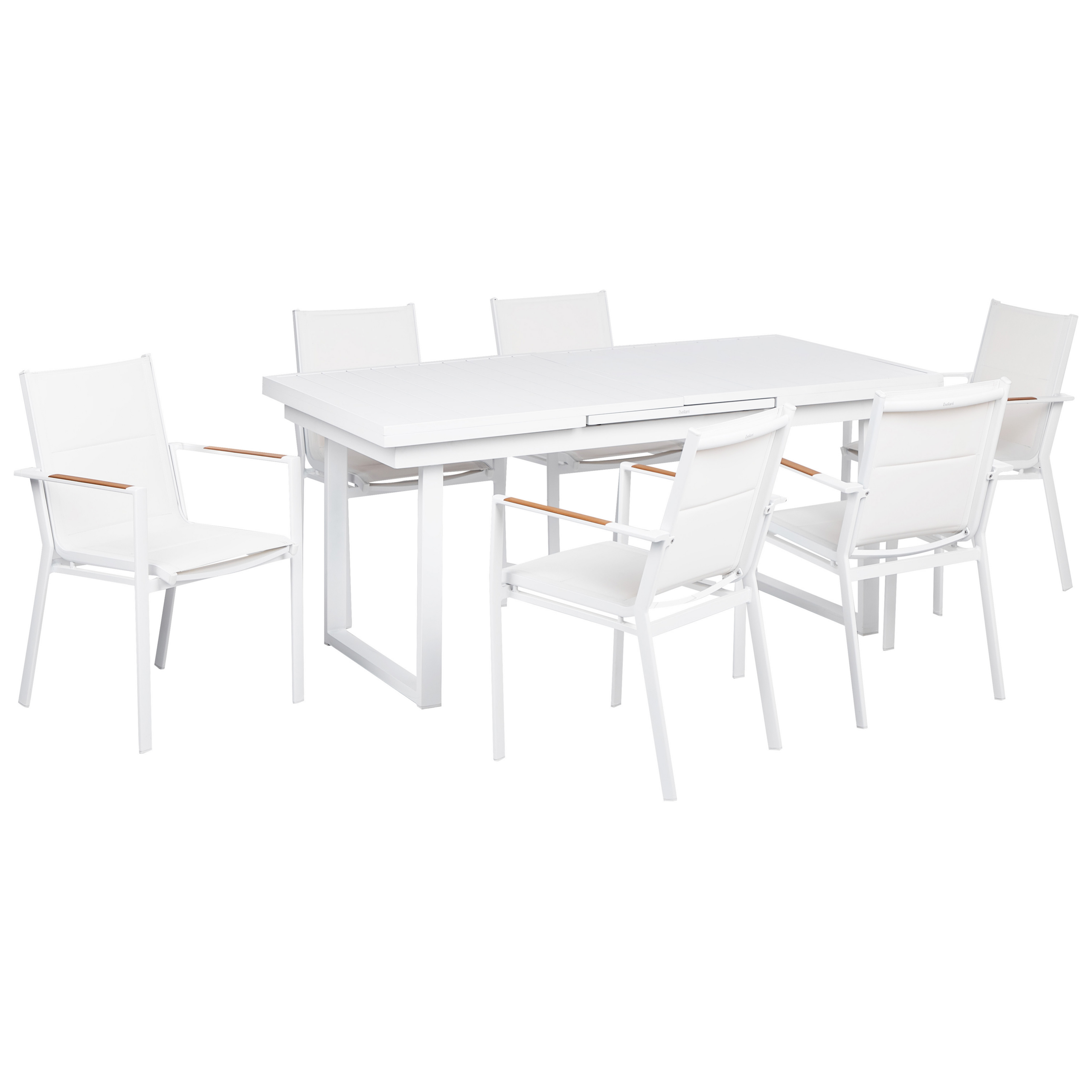 Tavolo da pranzo design rotondo allungabile bianco e legno L120-150 LEENA