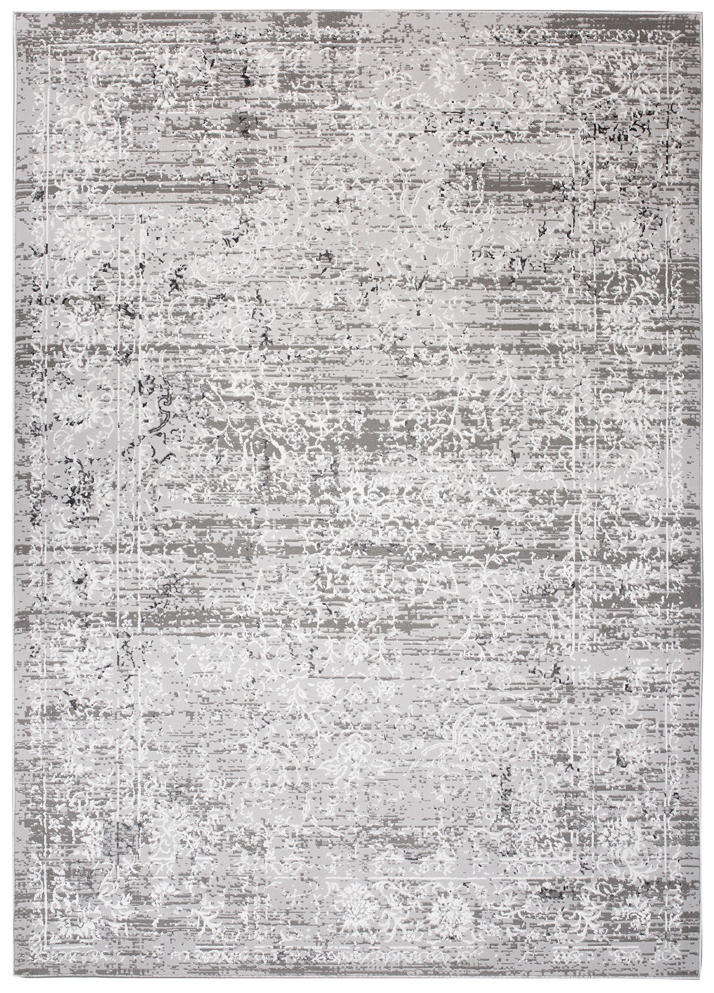 TAPISO Hera Tapis Salon Chambre Brillant Gris Crème Foncé Vintage Floral Ornamental Moucheté Effet 3D OEKO-TEX 80 x 150 cm - 2