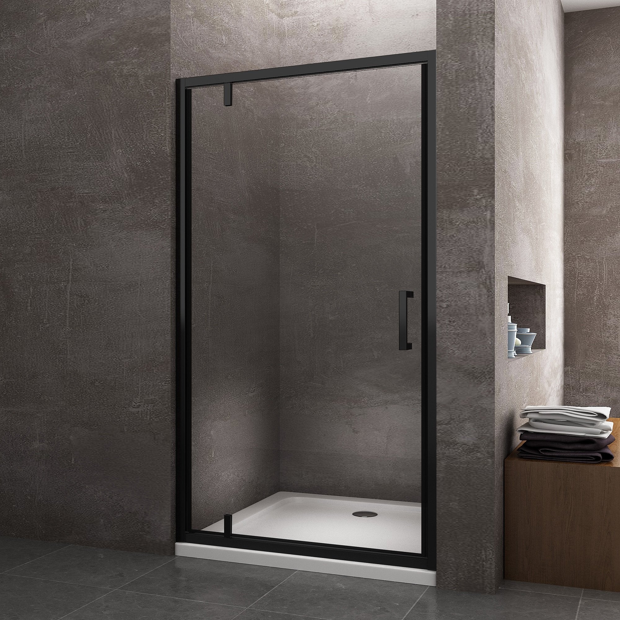Porta Doccia Battente Roto-Traslante Con Perni Asimmetrici Telaio Nero Opaco Reversibile Cm 116-119 H 200 - 2