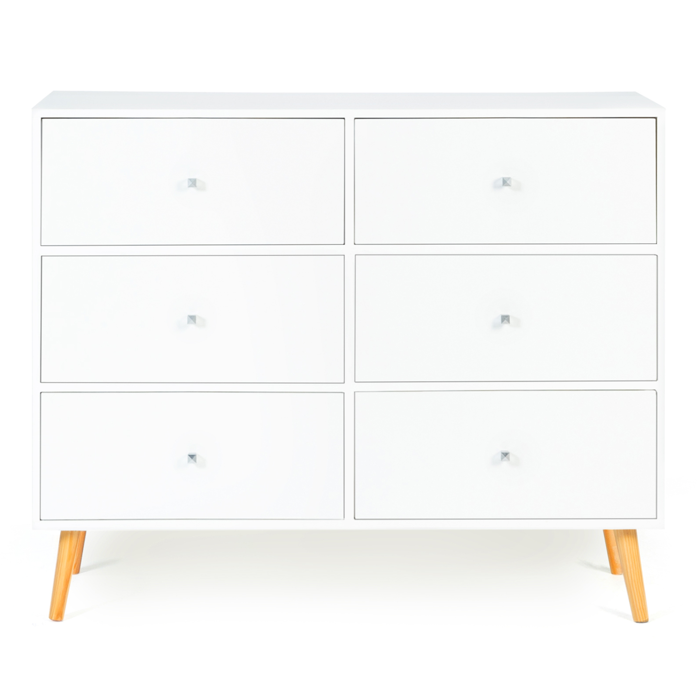 Commode 6 tiroirs EMMIE 110 cm scandinave blanc - 4