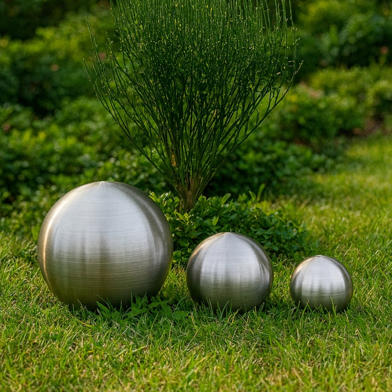 Köhko zestaw 3 kul ze stali nierdzewnej Ø 8-10-15 cm kula dekoracyjna wykonana ze szczotkowanej matowej stali nierdzewnej