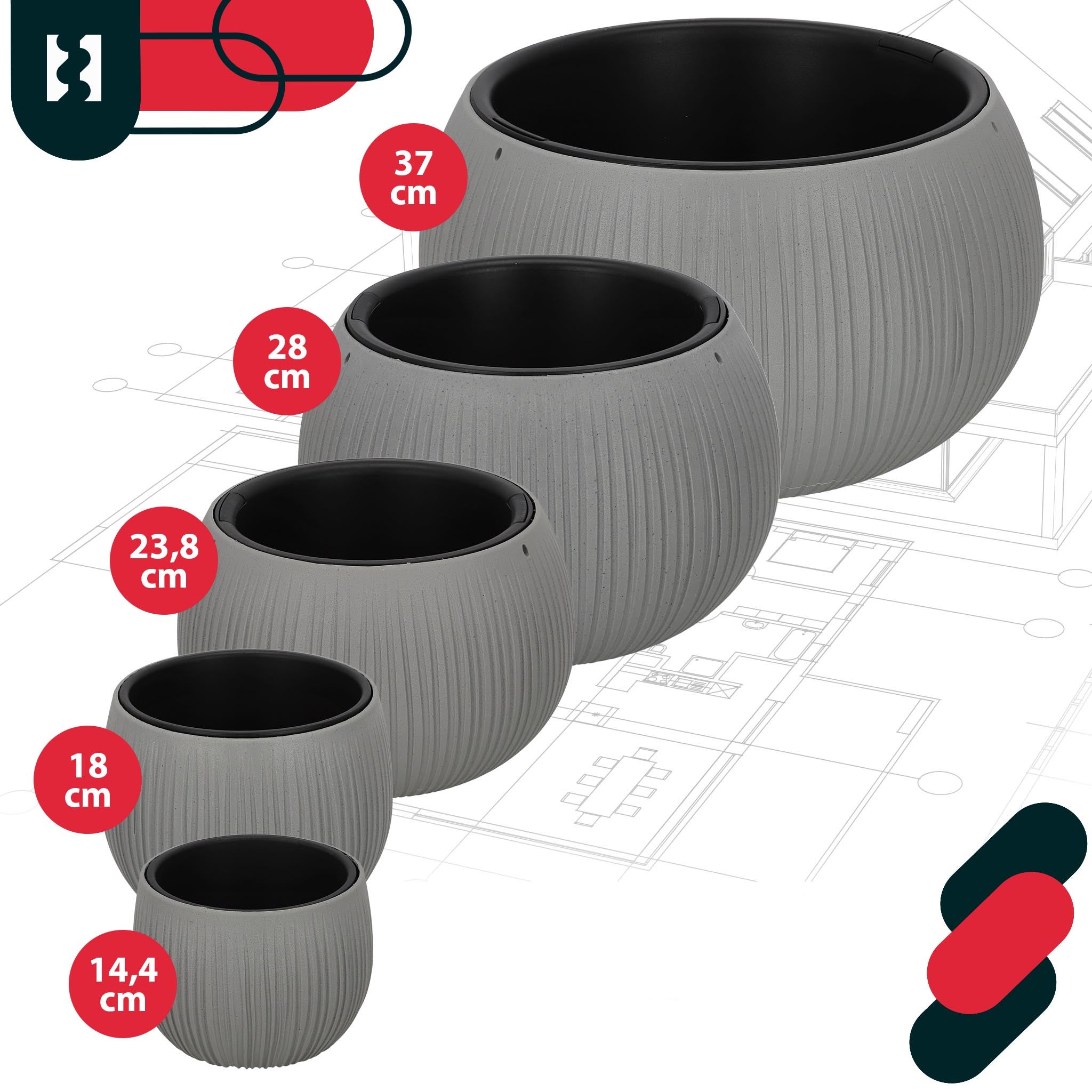 Doniczka donica owalna 370 osłonka beton kwiaty - KOTARBAU - 7