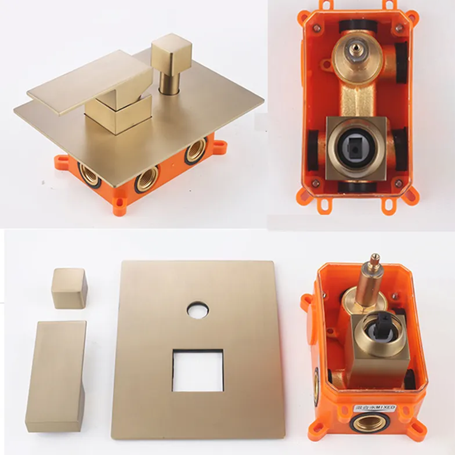 🌟 Douche pluie murale dorée 250 x 250 mm | Alcor - 9