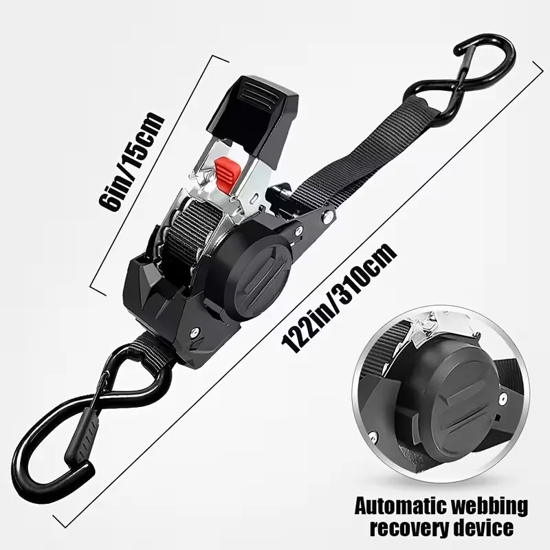 Sangle à cliquet Automatique 3 m x 25 mm Crochets+ crochet Master Lock Equipement Idéal Fixation Remorque Moto Quad Auto - 7