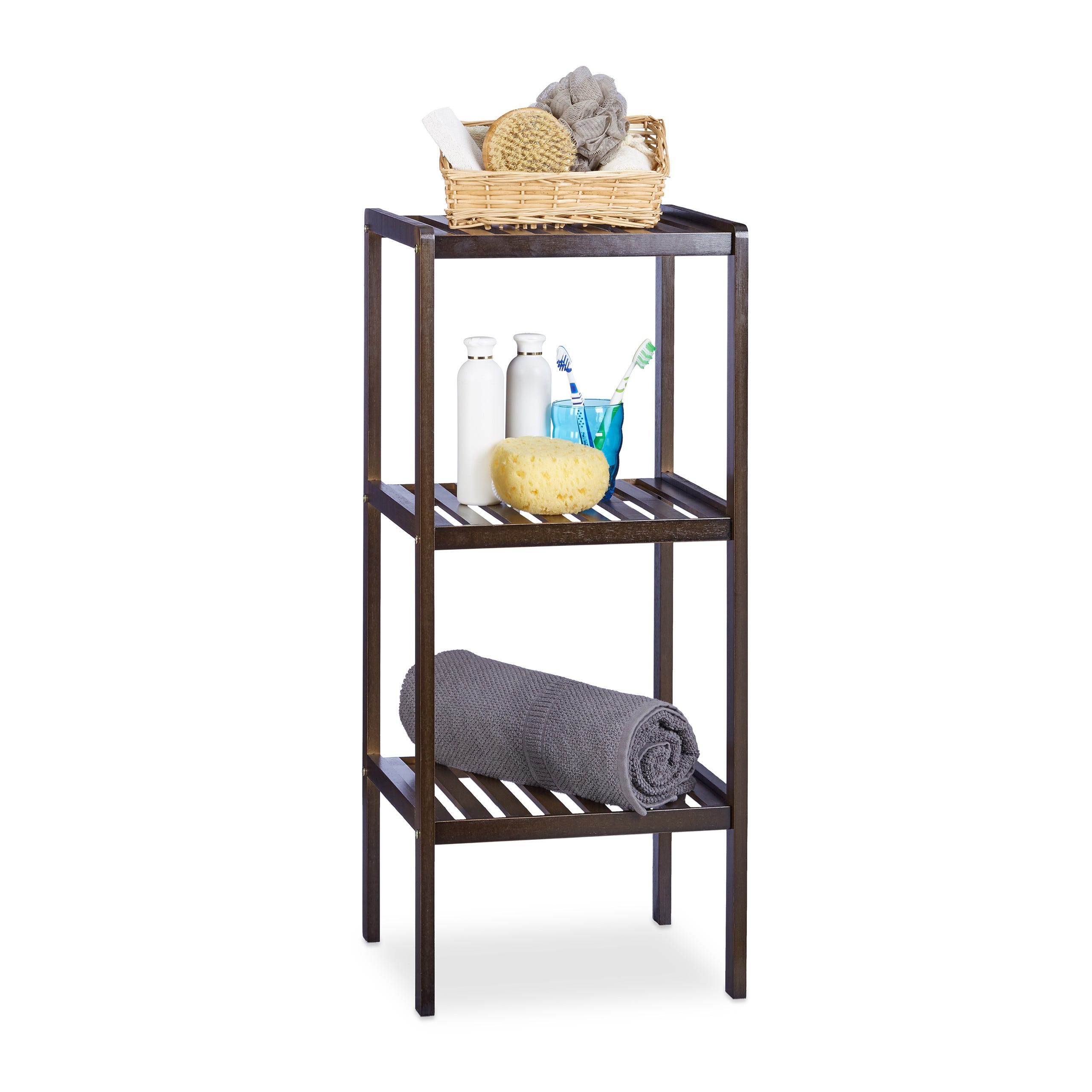 Relaxdays 2 Scaffali Da Bagno In Bambù, 4 Ripiani, Colore Bianco, 139,5x34,5x33 Cm, Mobile Salvaspazio