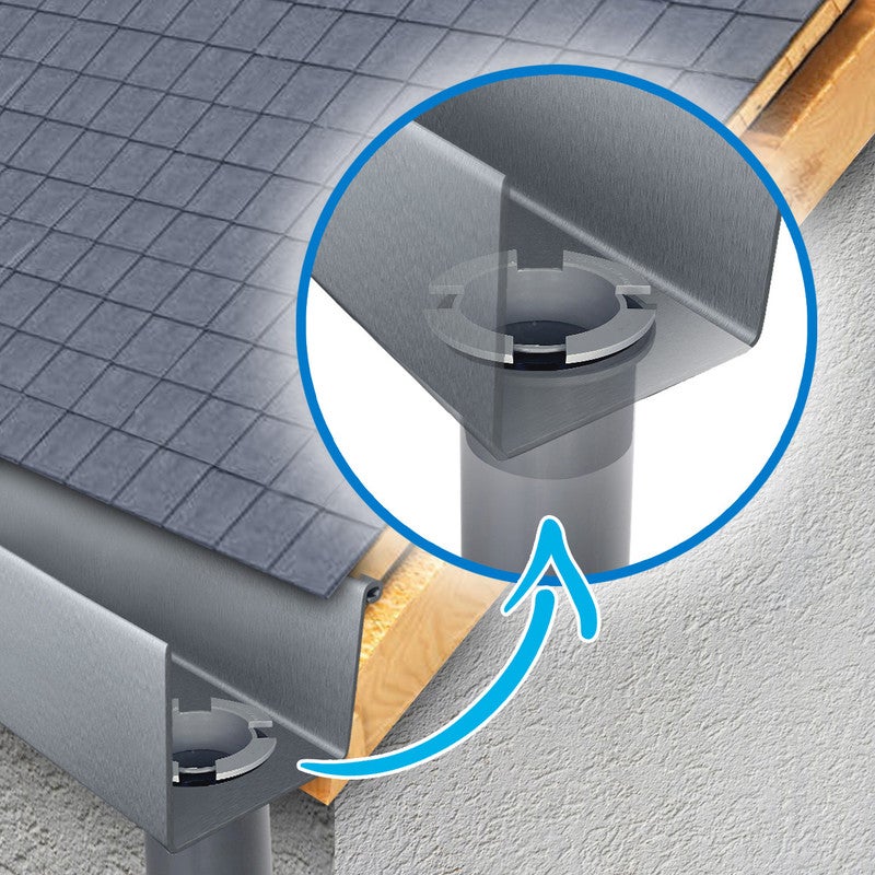 Naissance gouttière à fond plat pour descente Ø80 - Fitt - Gris - PVC - 3