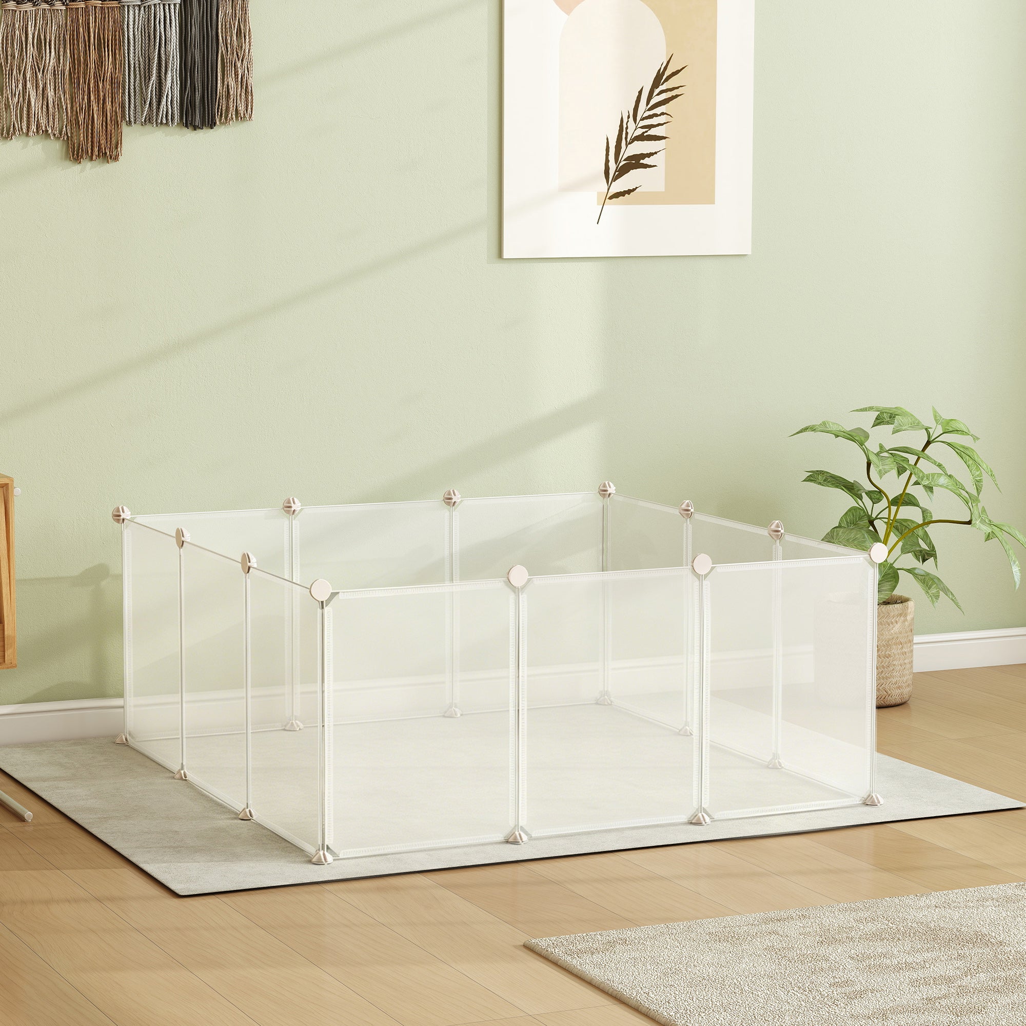 Cerca para Pequenos Animais PawHut Branco Metal, Resina PP 105x105x45cm - 2