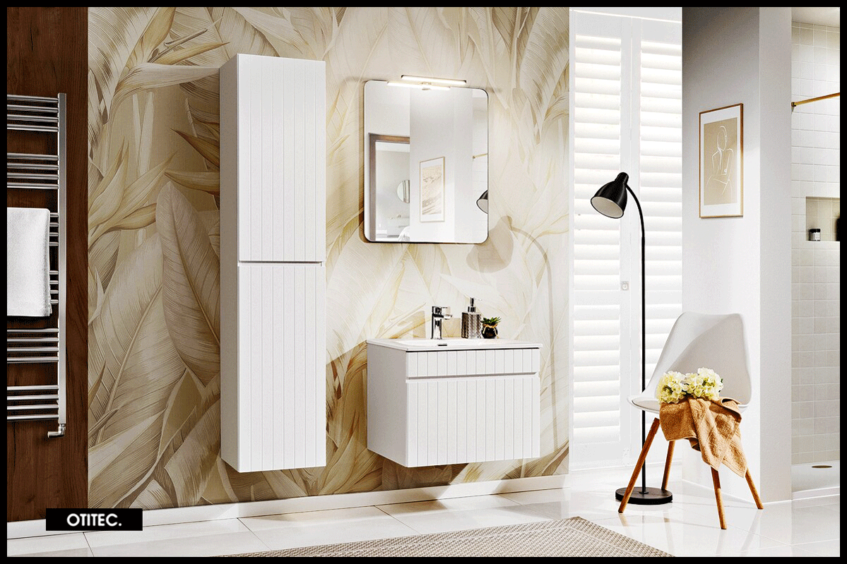 Ensemble de meuble de salle de bain - 60 cm - avec vasque à encastrer