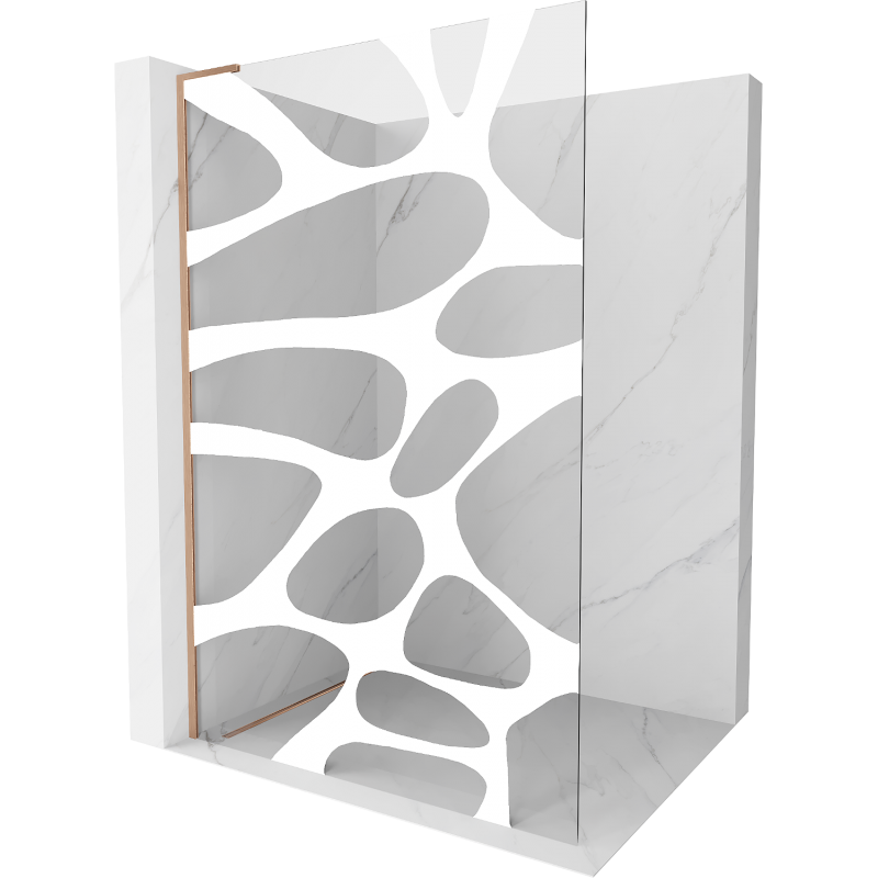 Mexen Kioto L ścianka prysznicowa Walk-in 90 x 200 cm, biała fala, miedź szczotkowana - 800-090-103-65-97