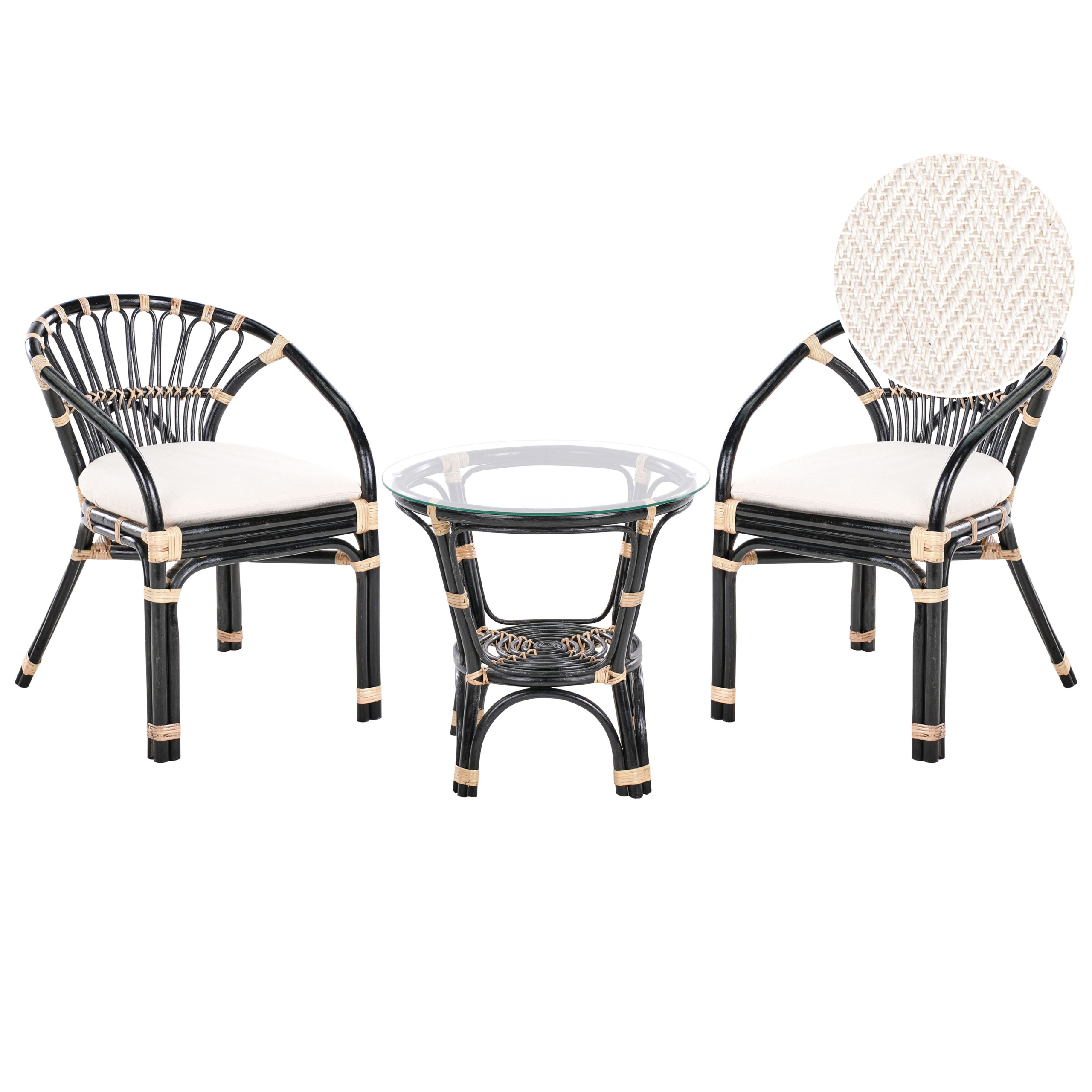 Set mobilier de grădină cu perne PECORINI Ratan Negru