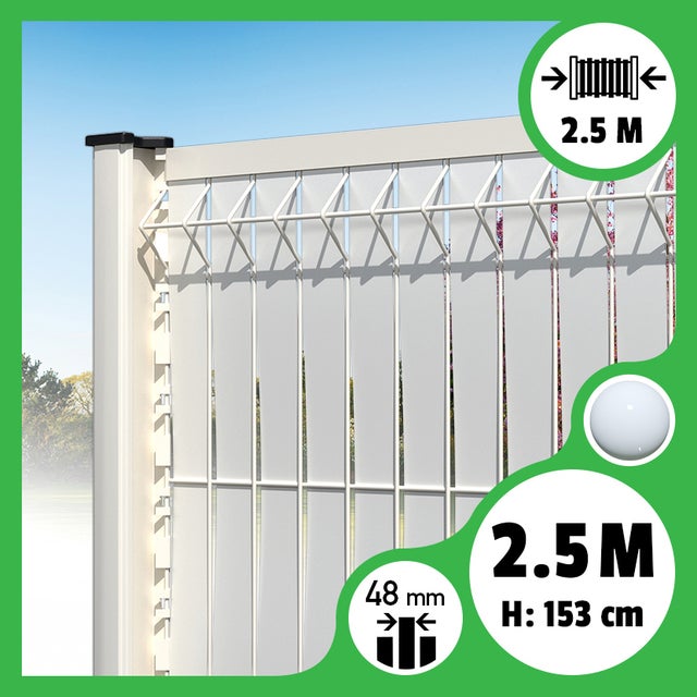 Brise-vue Lattes aluminium N55 - Blanc - 153 cm, 2,50 mètres