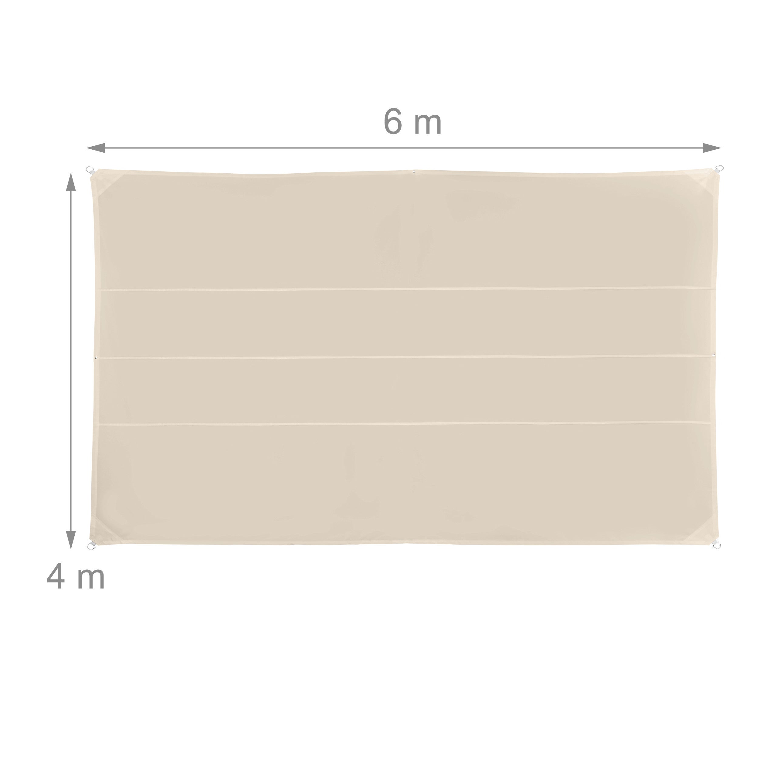 Voile d’ombrage rectangle diffuseur d’ombre protection UV terrasse toile, résistant à l'eau, beige, 4 x 6 cm, Relaxdays - 4