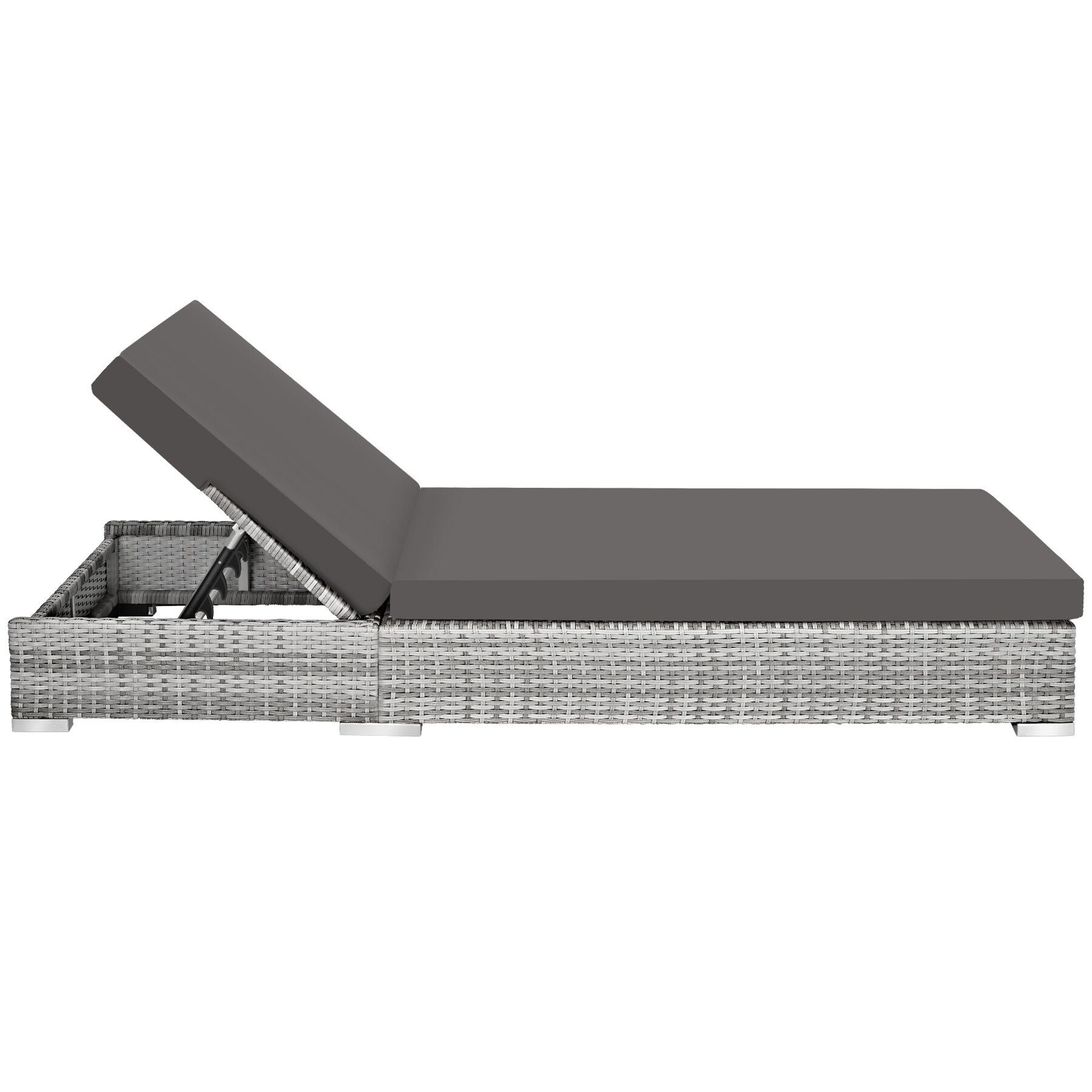 Lot de 2 bains de soleil en résine tressée et aluminium avec housse de protection TECTAKE - 6