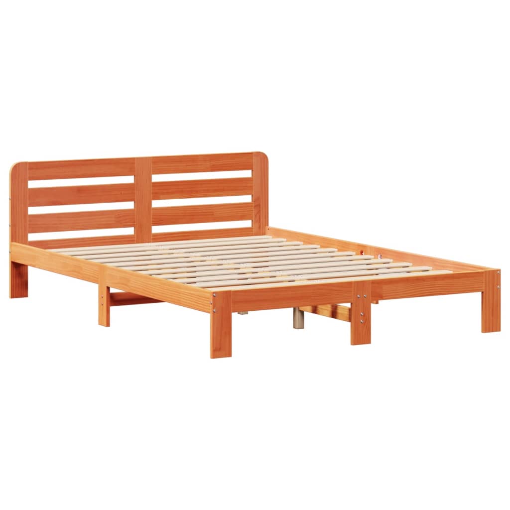 Cama casal | Cama de adulto | Cama sem colchão 120x200 cm madeira pinho maciça castanho-mel CFW390627 - 8
