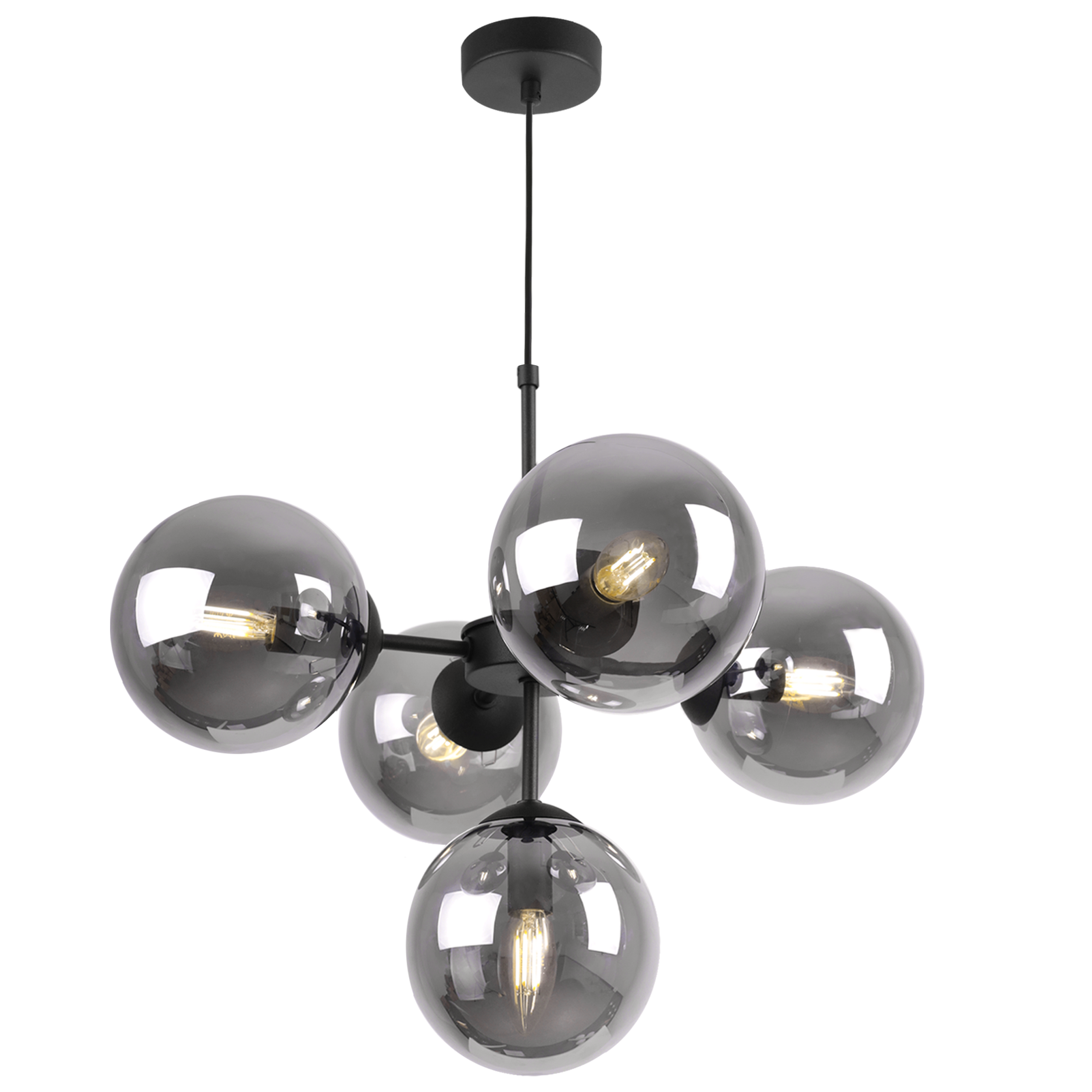 Lampa sufitowa wisząca Imperia boho 5xE14 abażur kula grafitowa Light Home LH