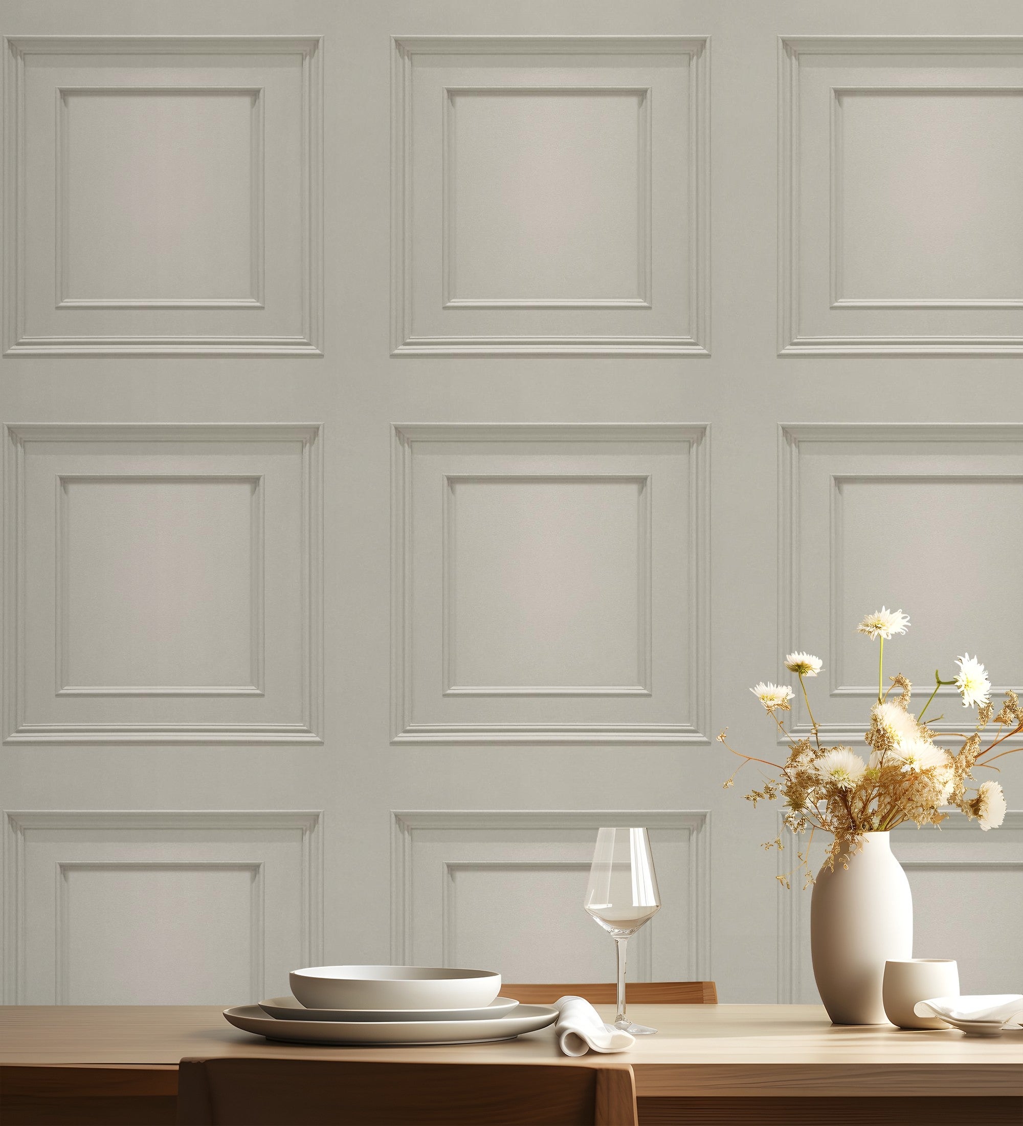 Papier Peint Effet Visuel De Panneaux De Bois Beige, Sans Relief - Hampton Frame 683594 De GAULAN - Rouleaux De 10 M X 0,53 M | Leroy Merlin