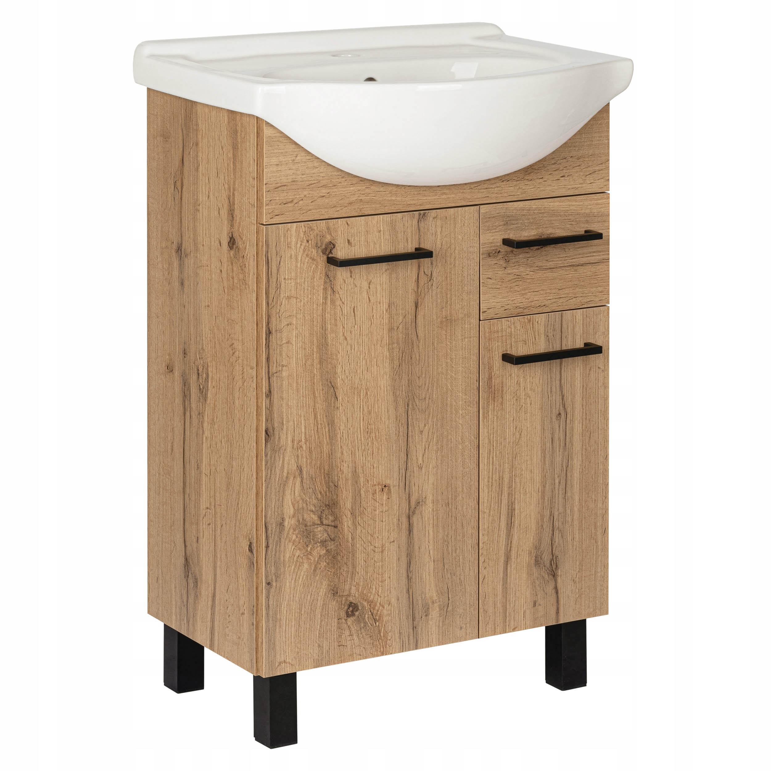 Szafka łazienkowa z umywalką stojąca pod umywalkę dąb wotan loft 55 cm