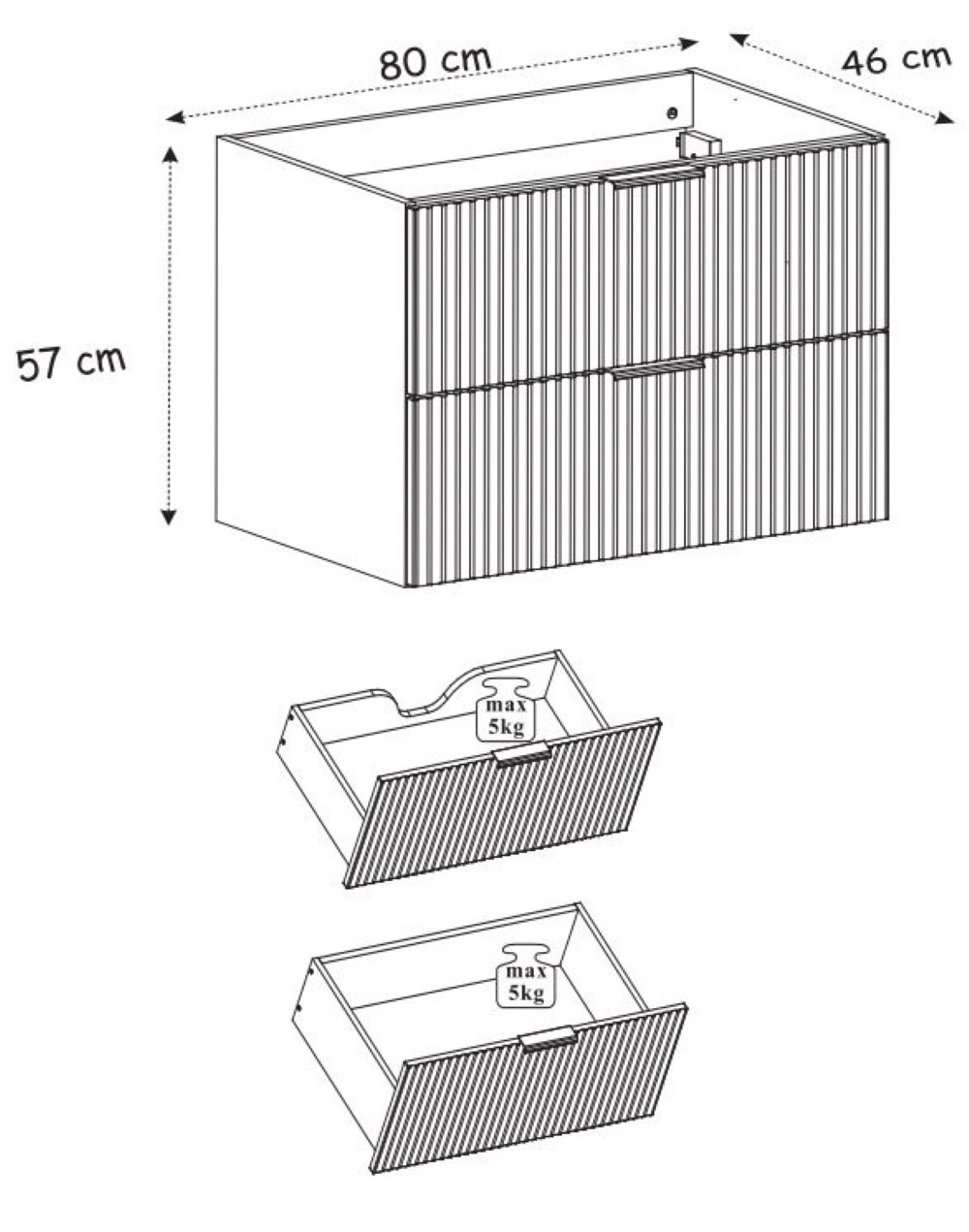 Meuble suspendu sous lavabo FLOW cachemire 80 cm - 9