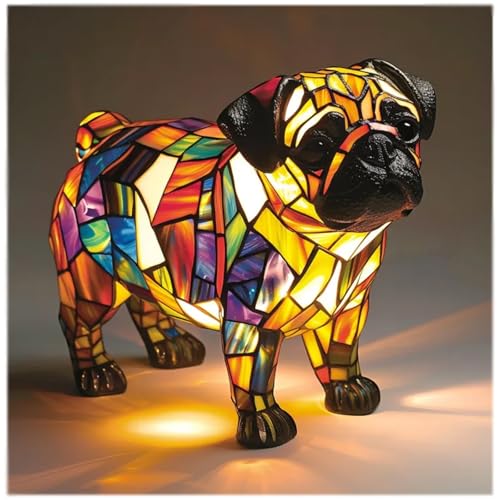 Veilleuse LED En Résine Forme Chien – Décoration Chambre, Bureau – Modèle West Highland Terrier (17x19,5x13 Cm)