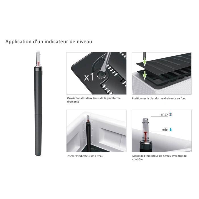 Bac à fleurs à réserve d'eau Natural Deluxe anthracite 100 x 43 x 142 cm + treillis - 3
