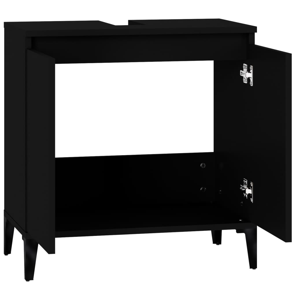 Maison Exclusive - Mobile Lavabo Nero 58x33x60 cm in Legno Multistrato - 7
