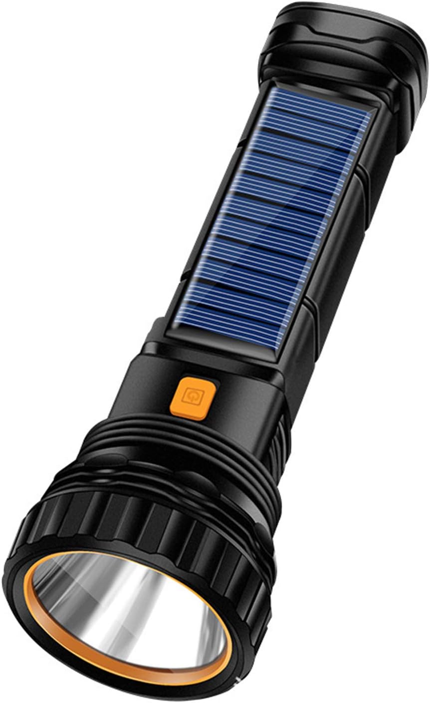 Solarna Latarka LED 1000 Lumenów Ładowalna z Wiązką Gόrną/Dolną, Panelem Solarnym i Kablem USB do Użytku Wewnętrznego i Zewnętrznego