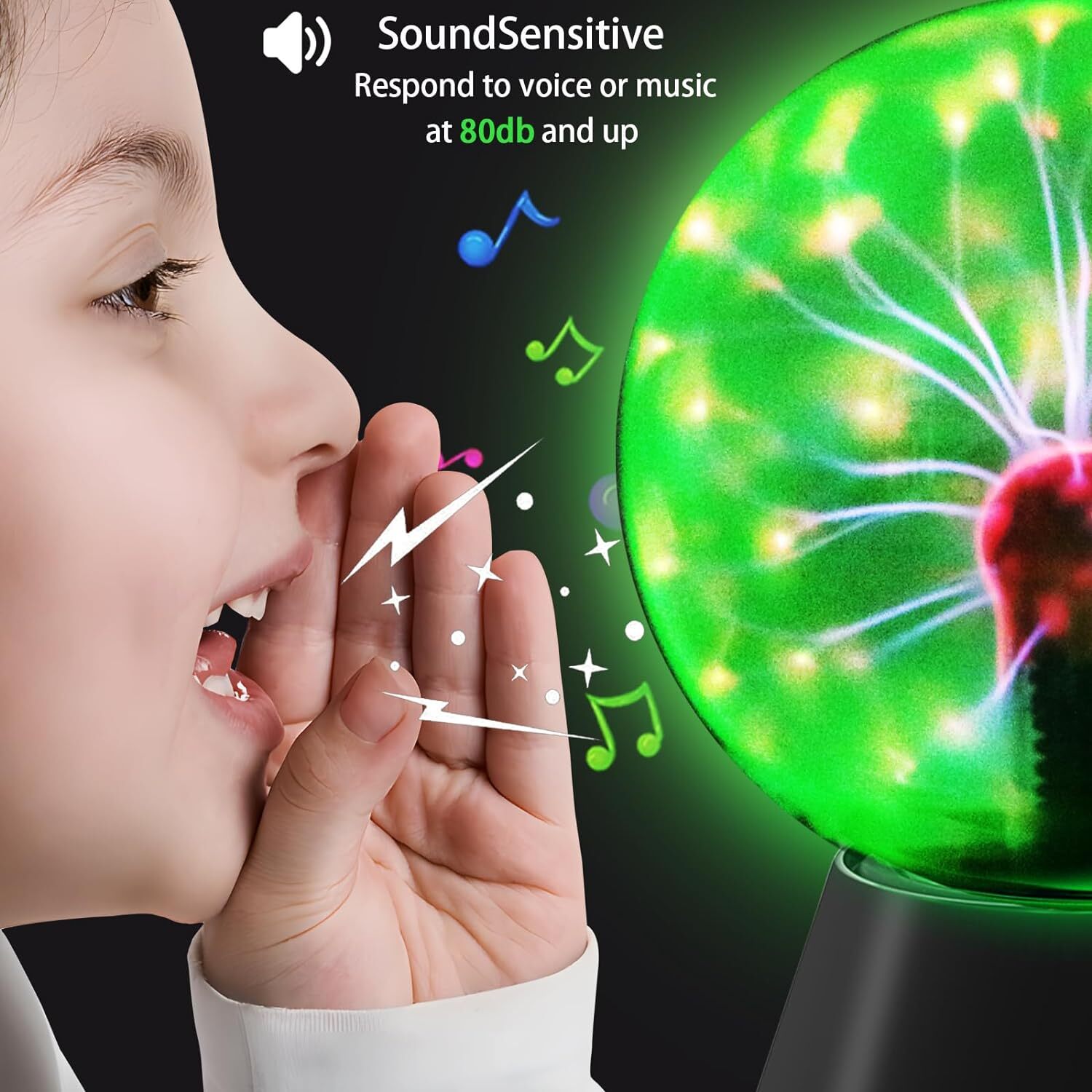 Boule Plasma Magique 20 Cm - Sphère Lumineuse Réactive Au Toucher Et Au Son - Décoration Hypnotique, Cadeau Science Ou Déco