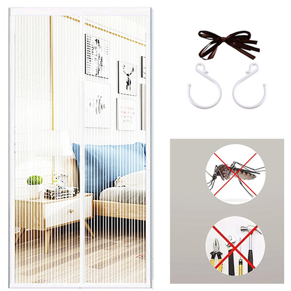 Moustiquaire Porte Fenetre AimantéE 215 X 200 Cm,moustiquaire Magnétique Pour Porte De Balcon,de Terrasse,avec Bande Bande Magique Autocollante,montage Sans Perçage - Blanc