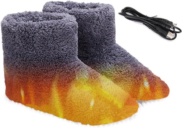 Chauffe-Pieds électrique, Chaussures Chauffantes en Peluche pour Femmes et Hommes, Bottes Chauffantes Douces pour la Maison,Le Bureau et l'hiver Froid