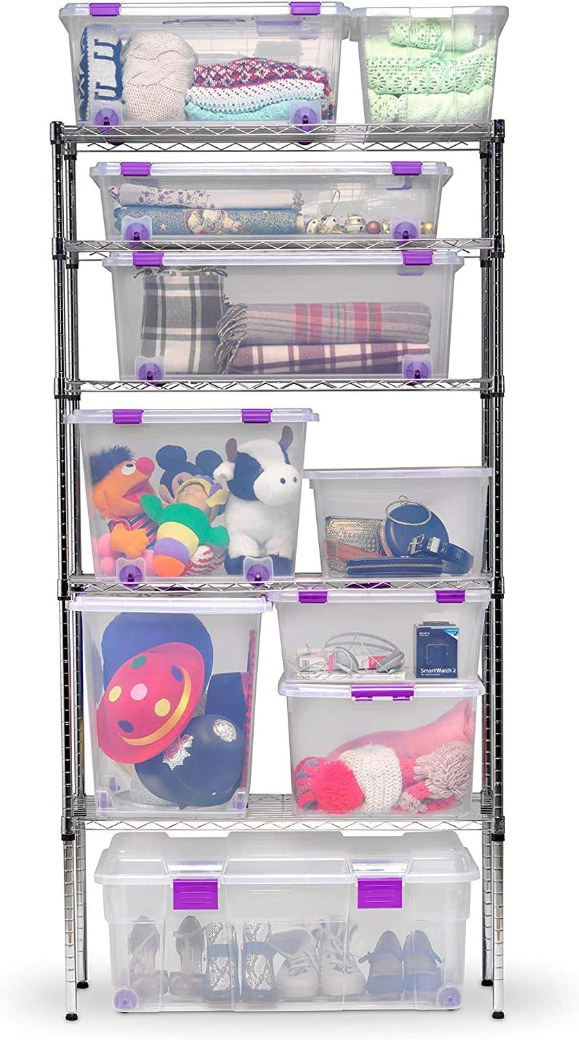 COM-FORT HOUSE | Caja de Almacenaje | Caja de Plástico Transparente |Capacidad de 70 litros | Medidas 510 x 410 x 460 mm | Lote de 4 Unidades - 8